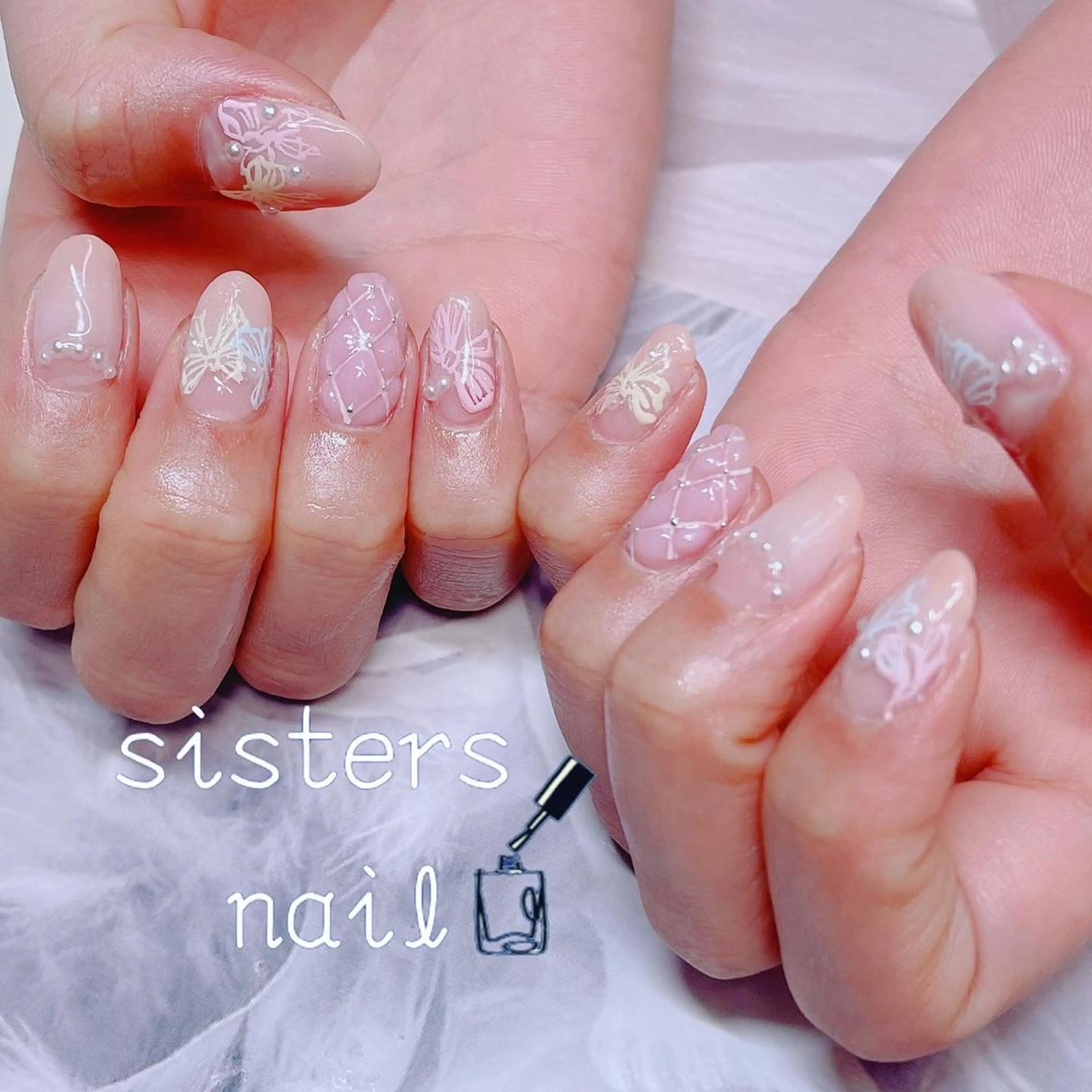 ネイル アートネイル フレンチネイル オフィスネイル 逆フレンチ 春ネイル ハンドネイル ハンドケア sisters nail.fのネイルデザイン