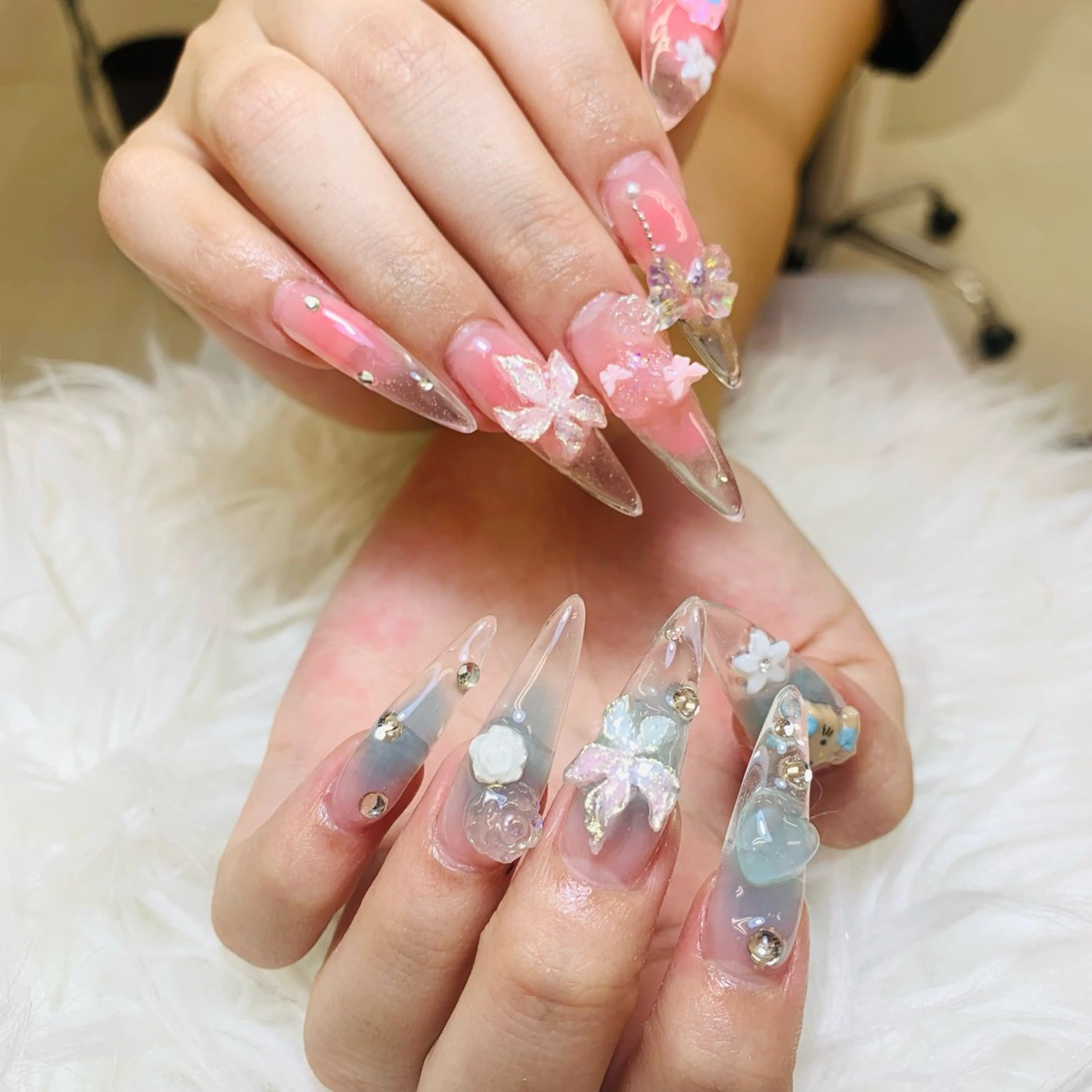 ネイル チークネイル 長さ出し フラッシュネイル フレンチネイル グラデーション ハンドネイル AN NAIL SALONのネイルデザイン