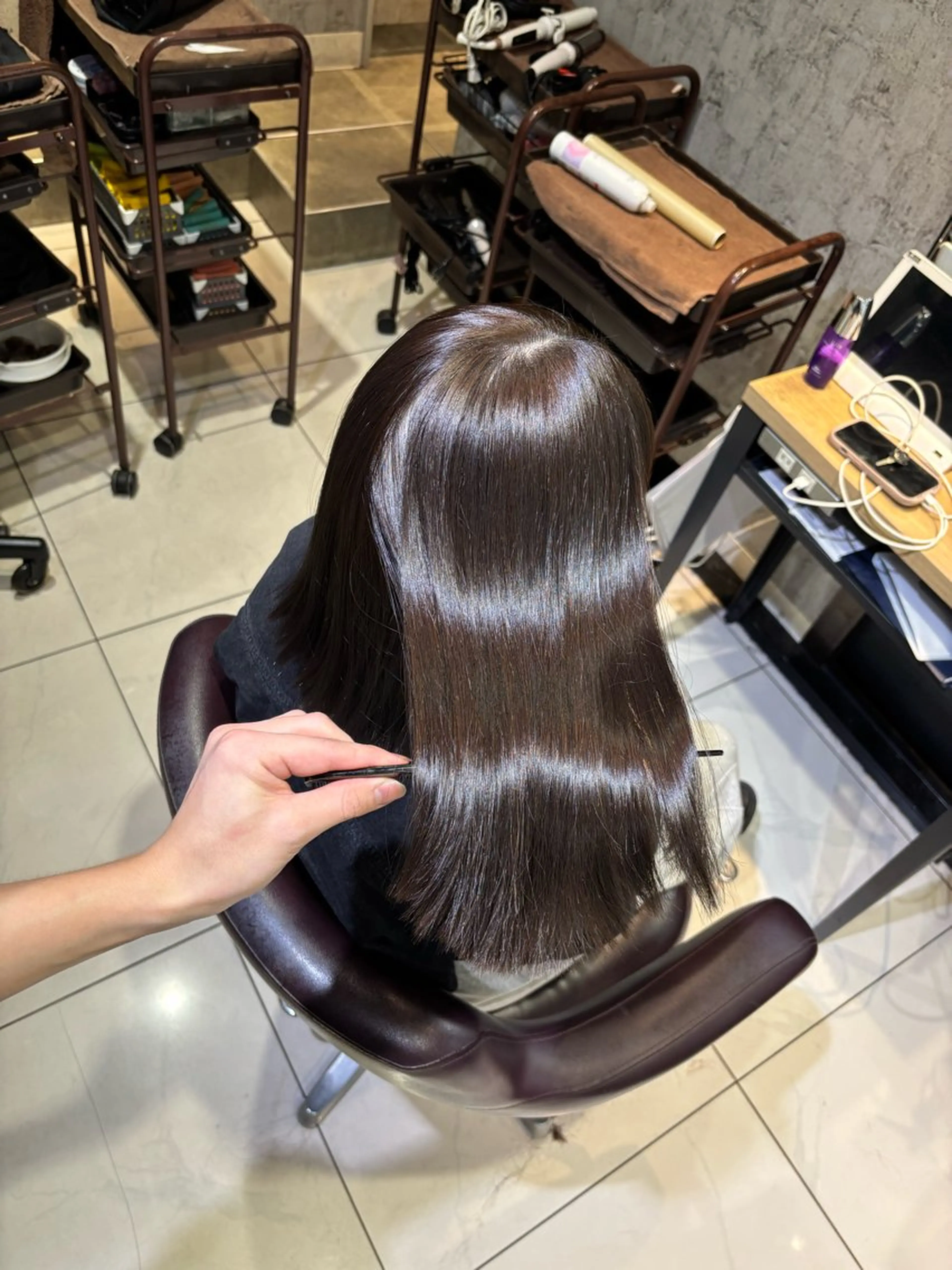 ロング カラー カット ヘアカラー 縮毛矯正 トリートメント 🩵レイヤー✖︎ 髪質改善🩵リョウヤのヘアスタイル