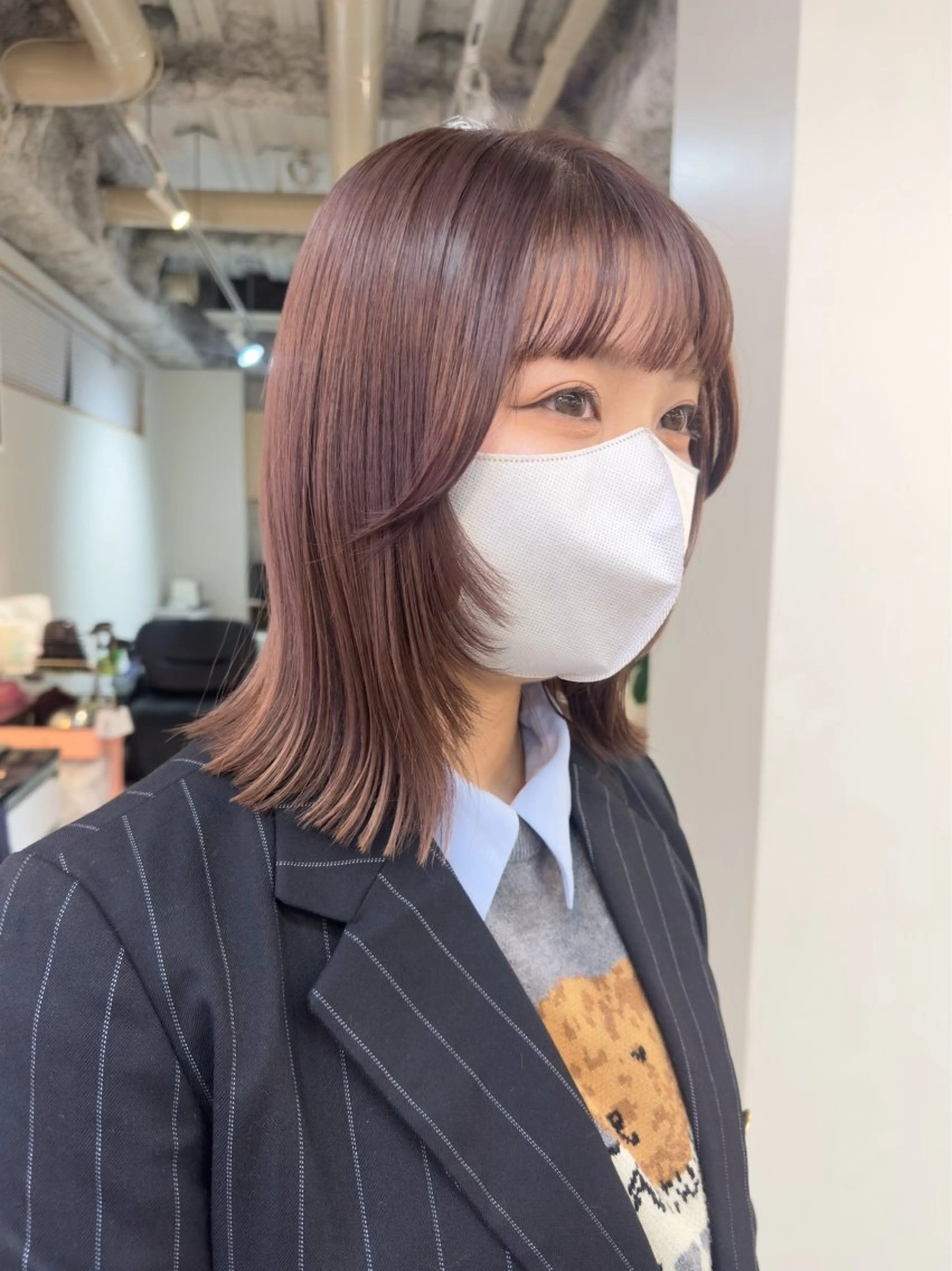 ミディアム カラー 顔周りカット カット ヘアカラー レイヤー/顔周り /いいぬまみかのヘアスタイル