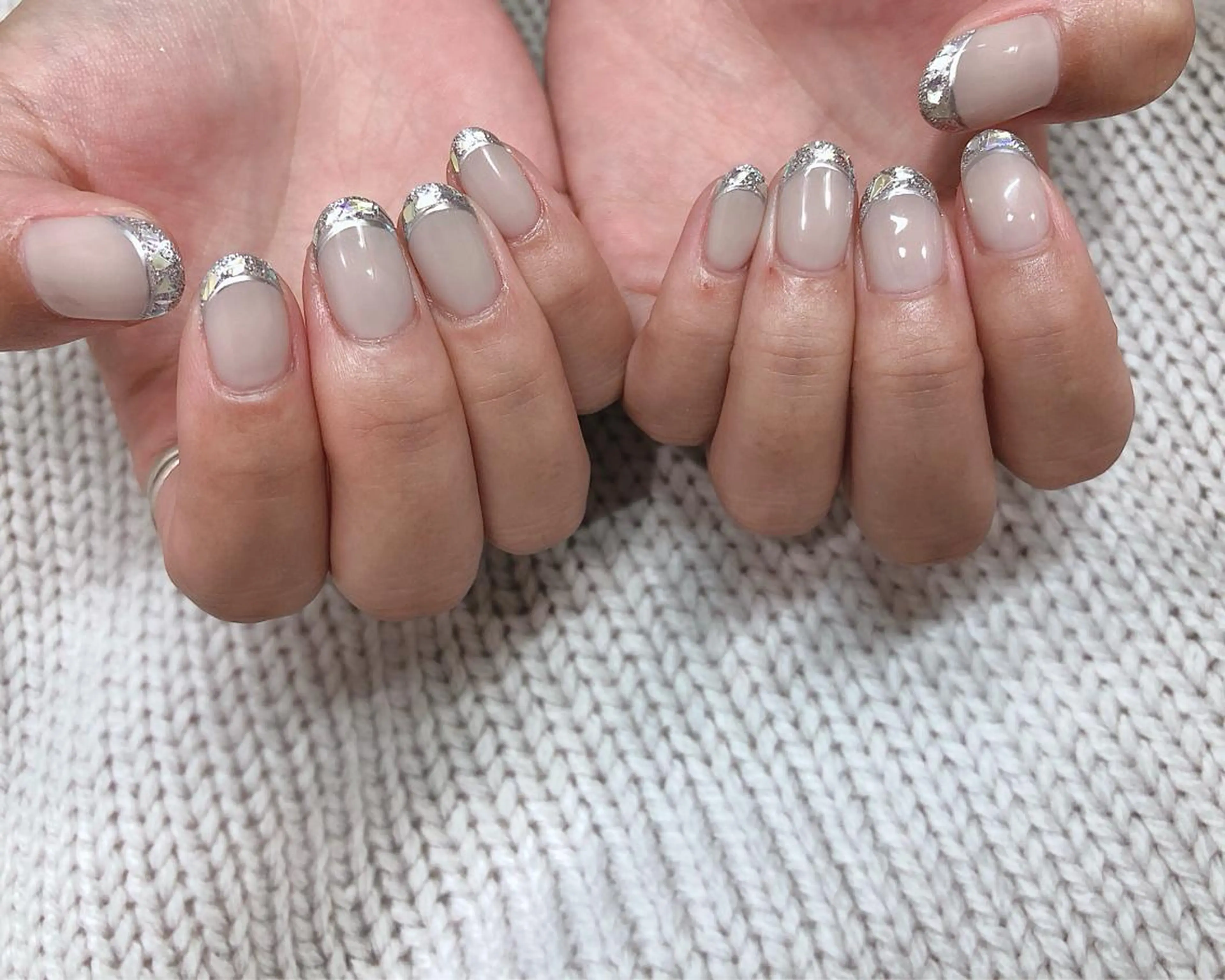ネイル フレンチネイル ガラスフレンチ ハンドネイル saki_ nail heronのネイルデザイン