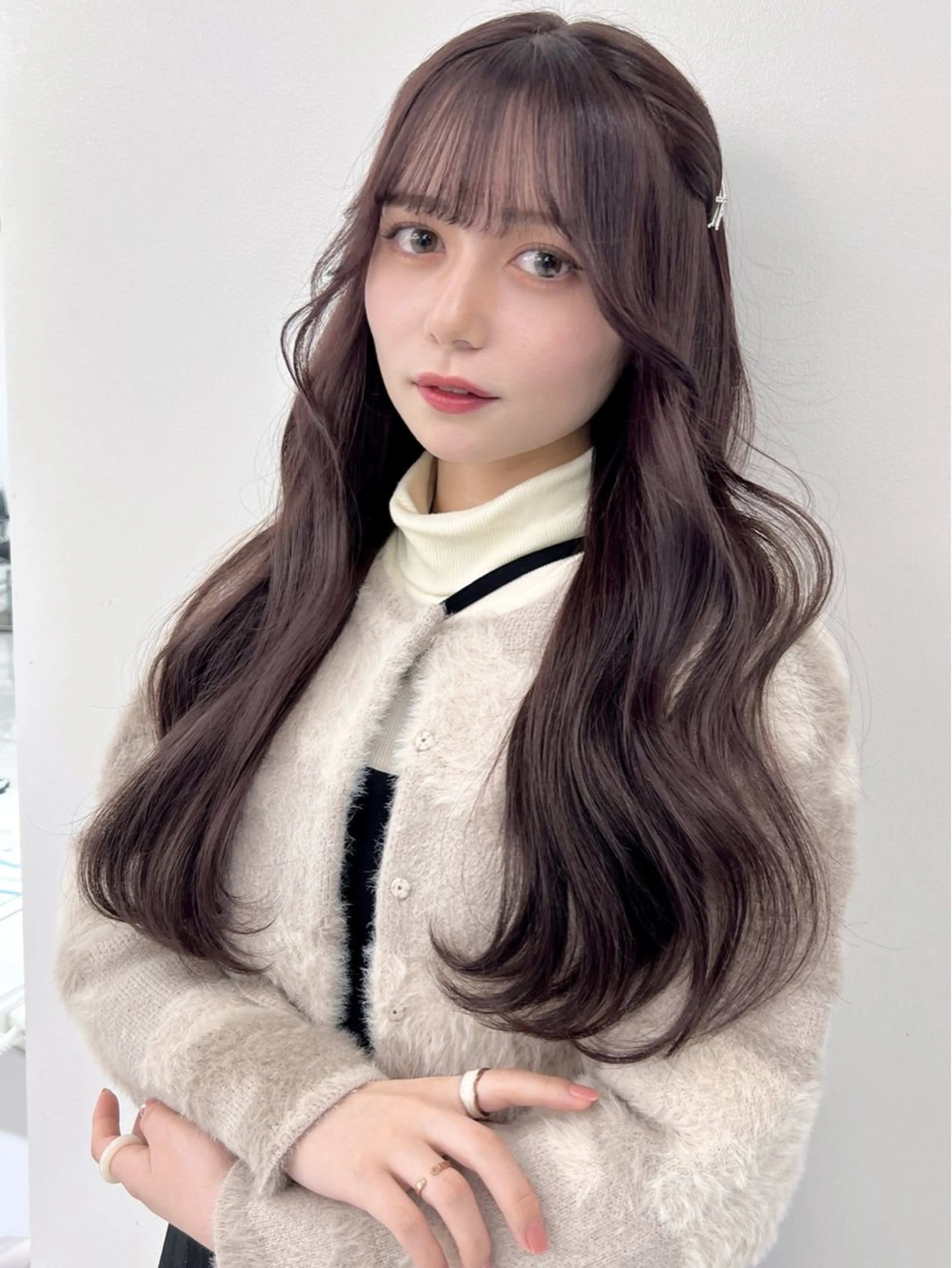 ロング カラー ブリーチ グレージュ ラベンダーカラー ラベンダーグレージュ ラベンダーグレー 盛れる顔周り🤍渋谷 Risa🎀のヘアスタイル