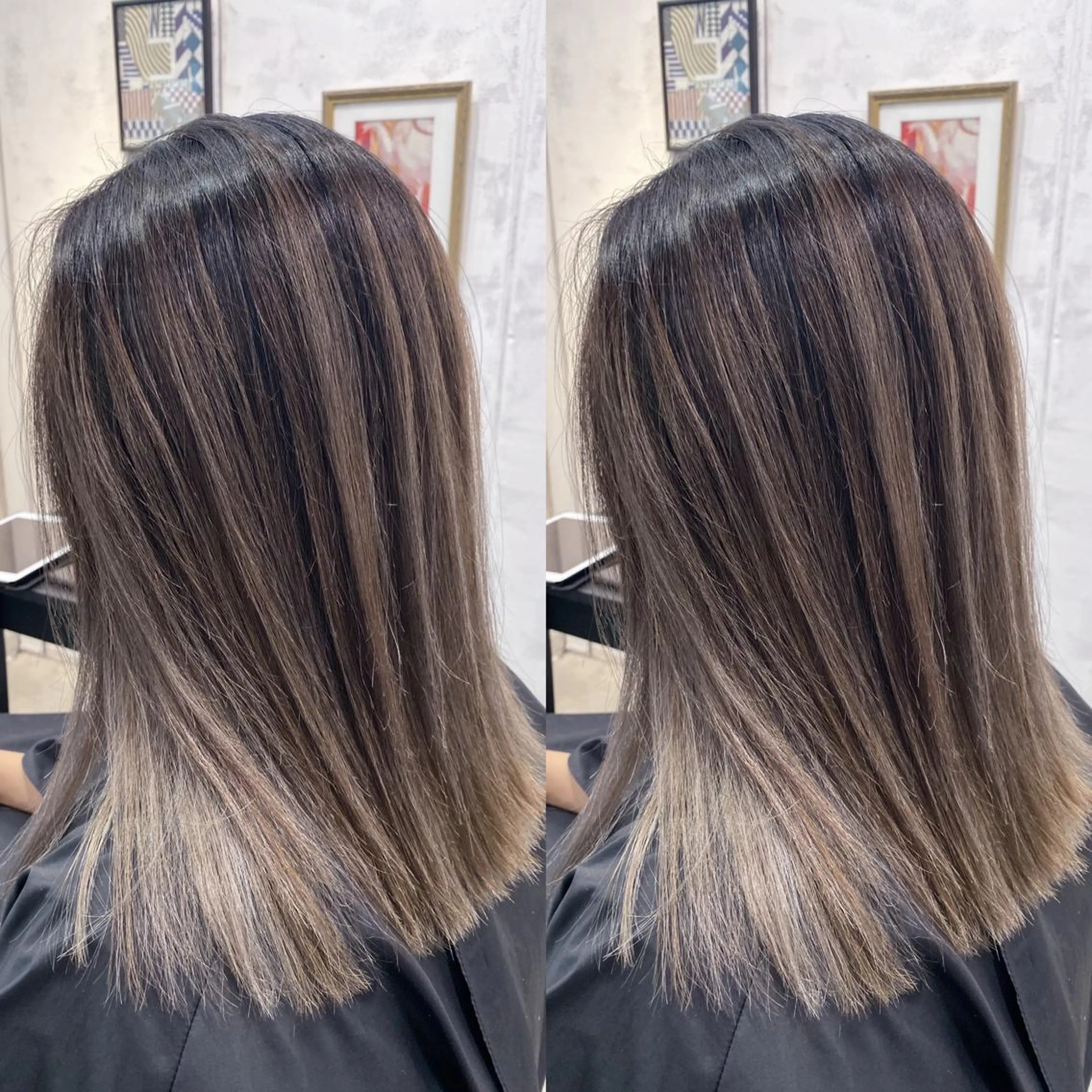 ミディアム カラー ヘアアレンジ バレイヤージュ レイヤーカット ヘアカラー トリートメント 縮毛矯正 髪質改善寺坂雄飛💐のヘアスタイル