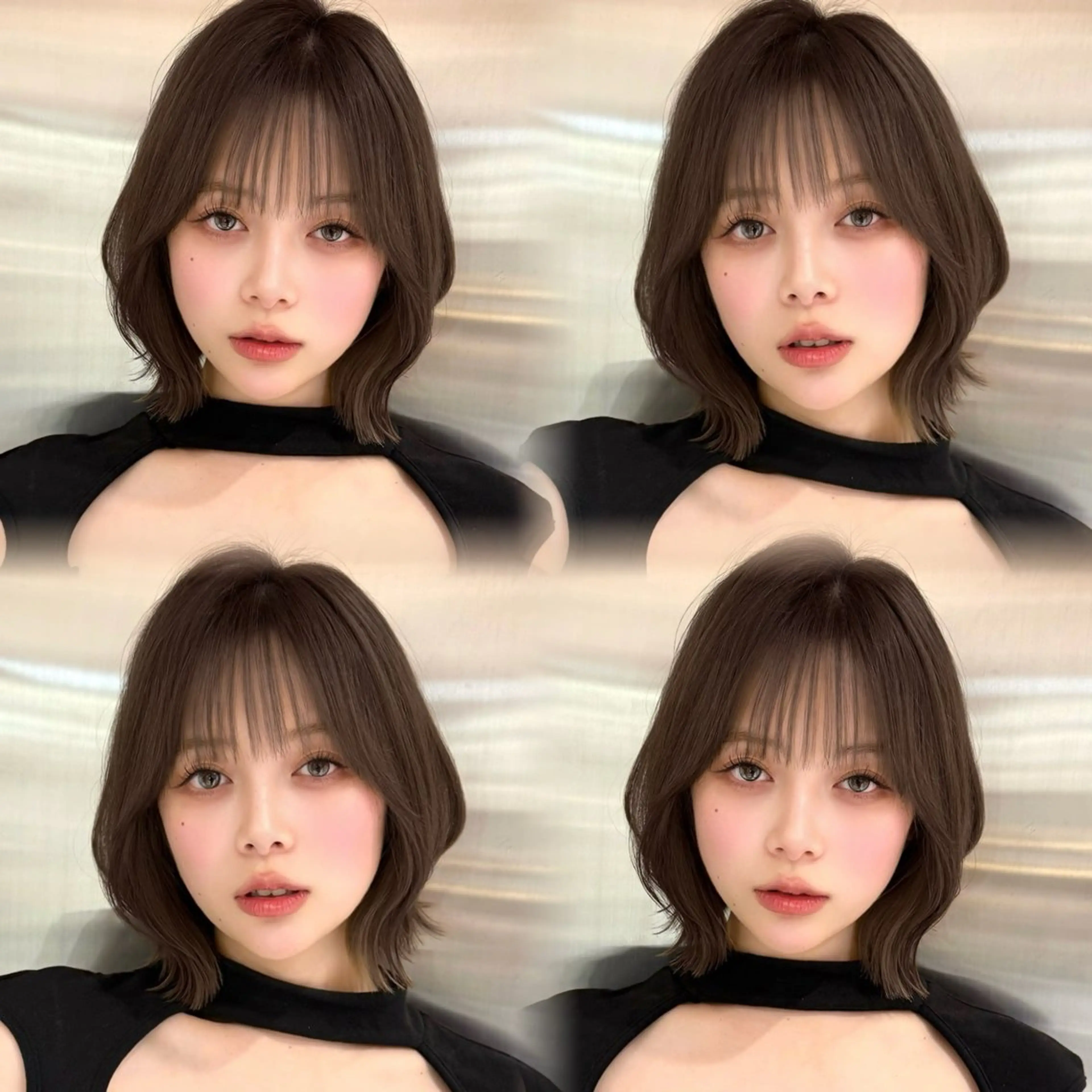 ミディアム カラー ヘアアレンジ ボブレイヤー 透明感カラー ボブ 韓国風ヘア レイヤーカット 韓国ボブ/髪質改善 /新宿/Rumiのヘアスタイル