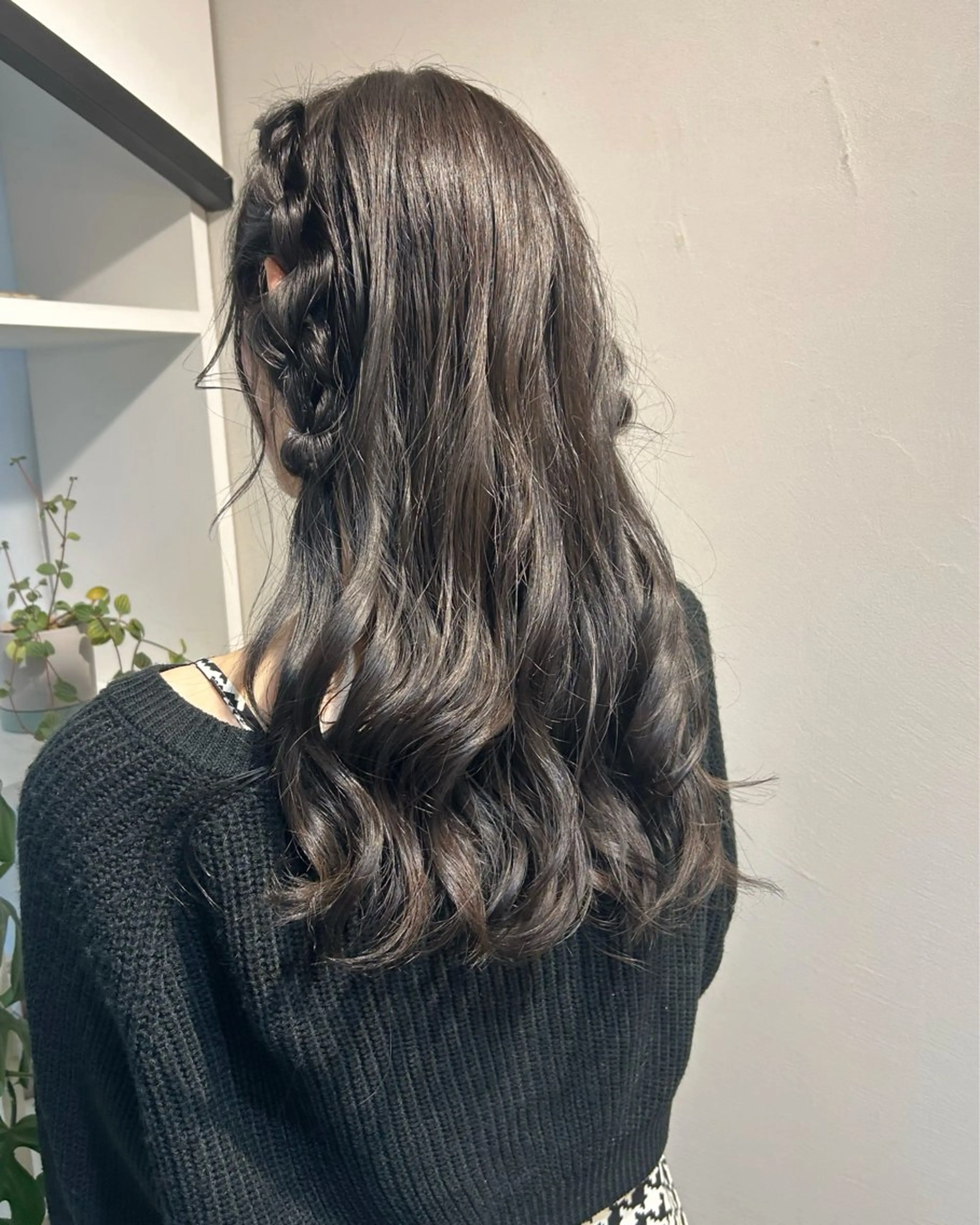 セミロング カラー ヘアアレンジ ハーフアップ カット ヘアカラー ヘアセット アレンジ/新宿 透明感カラー/ヤノのヘアスタイル