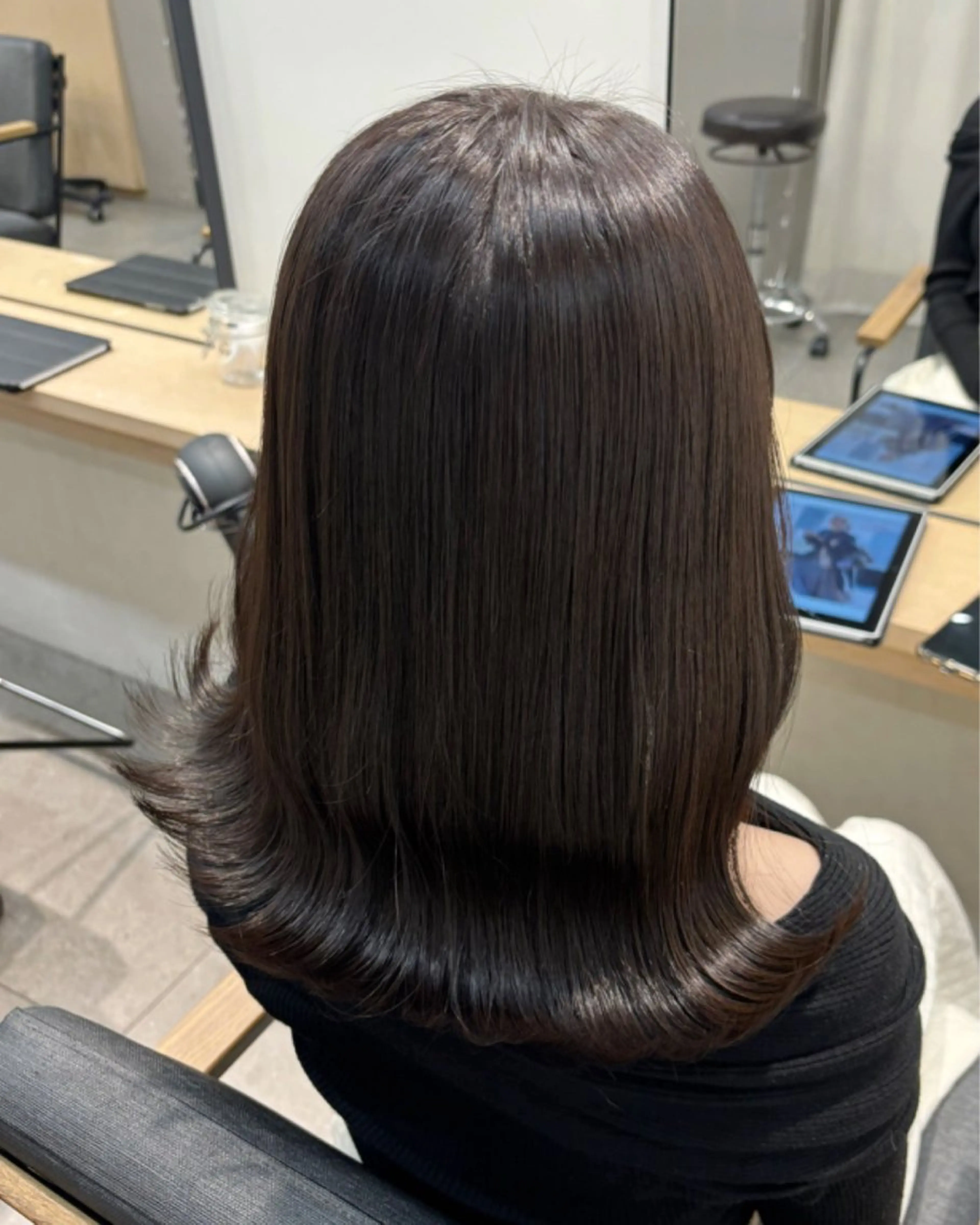 ミディアム カラー ダークグレー ダークグレージュ グレージュ 髪質改善個室salon N  北千住所属・オリーブカラー/ ピンクカラー/みさきのヘアスタイル