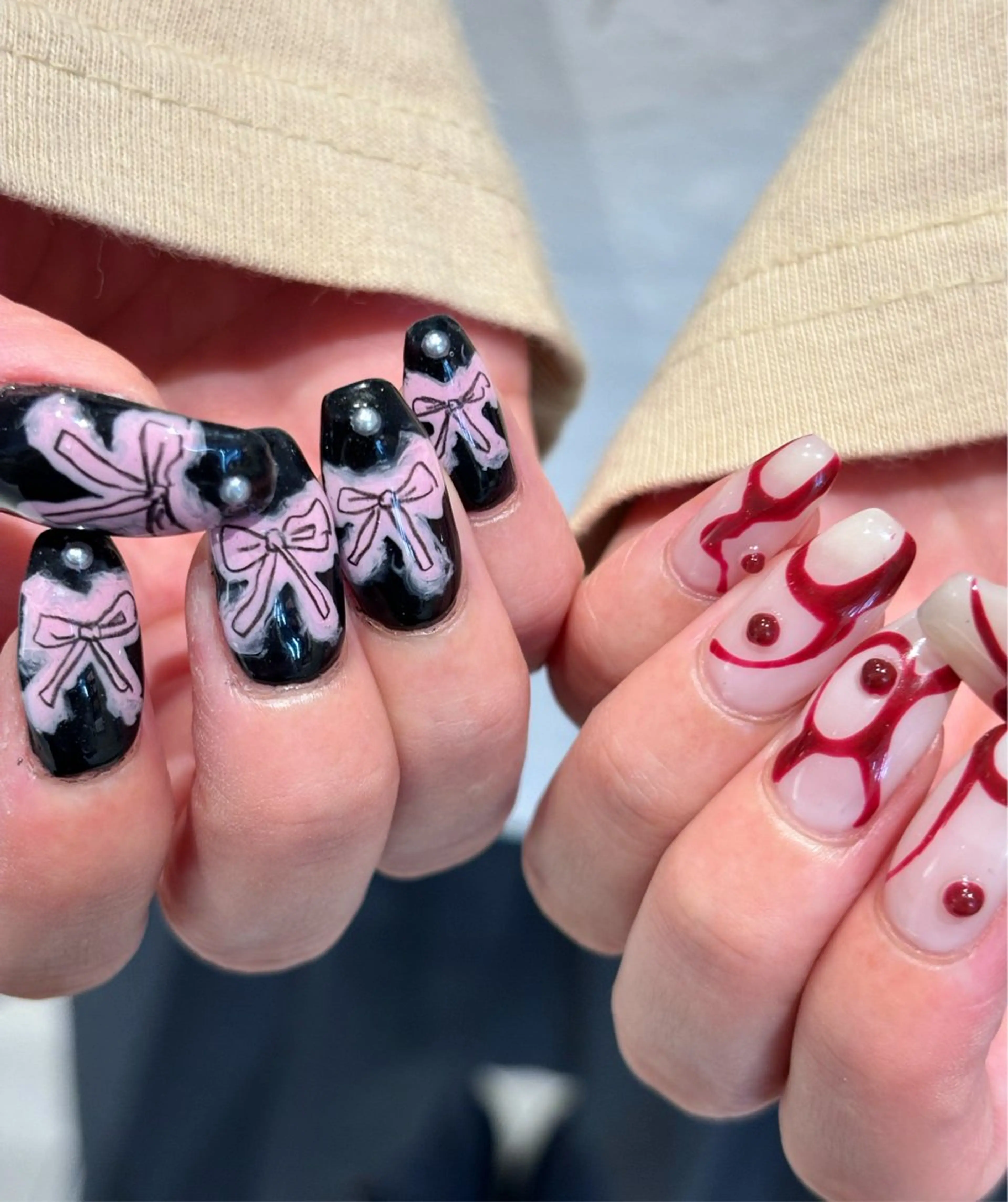 ネイル アートネイル リボン ハンドネイル Kureha/ネイル トレンドヘアのマツエク・マツパデザイン