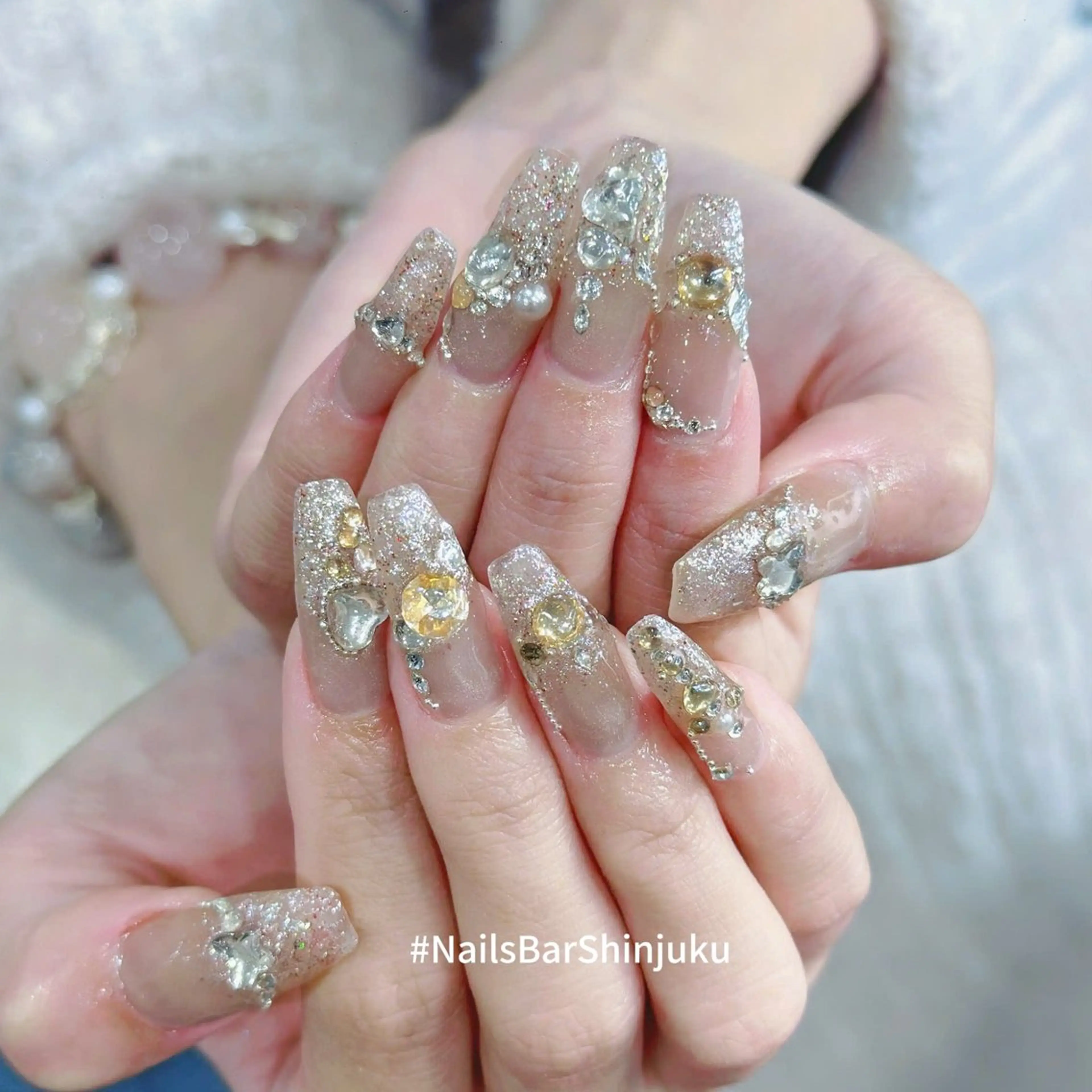 ネイル 長さ出し フレンチネイル ジェルネイル 韓国ネイル ロングネイル ハンドネイル NAILS BAR SHINJUKUのネイルデザイン