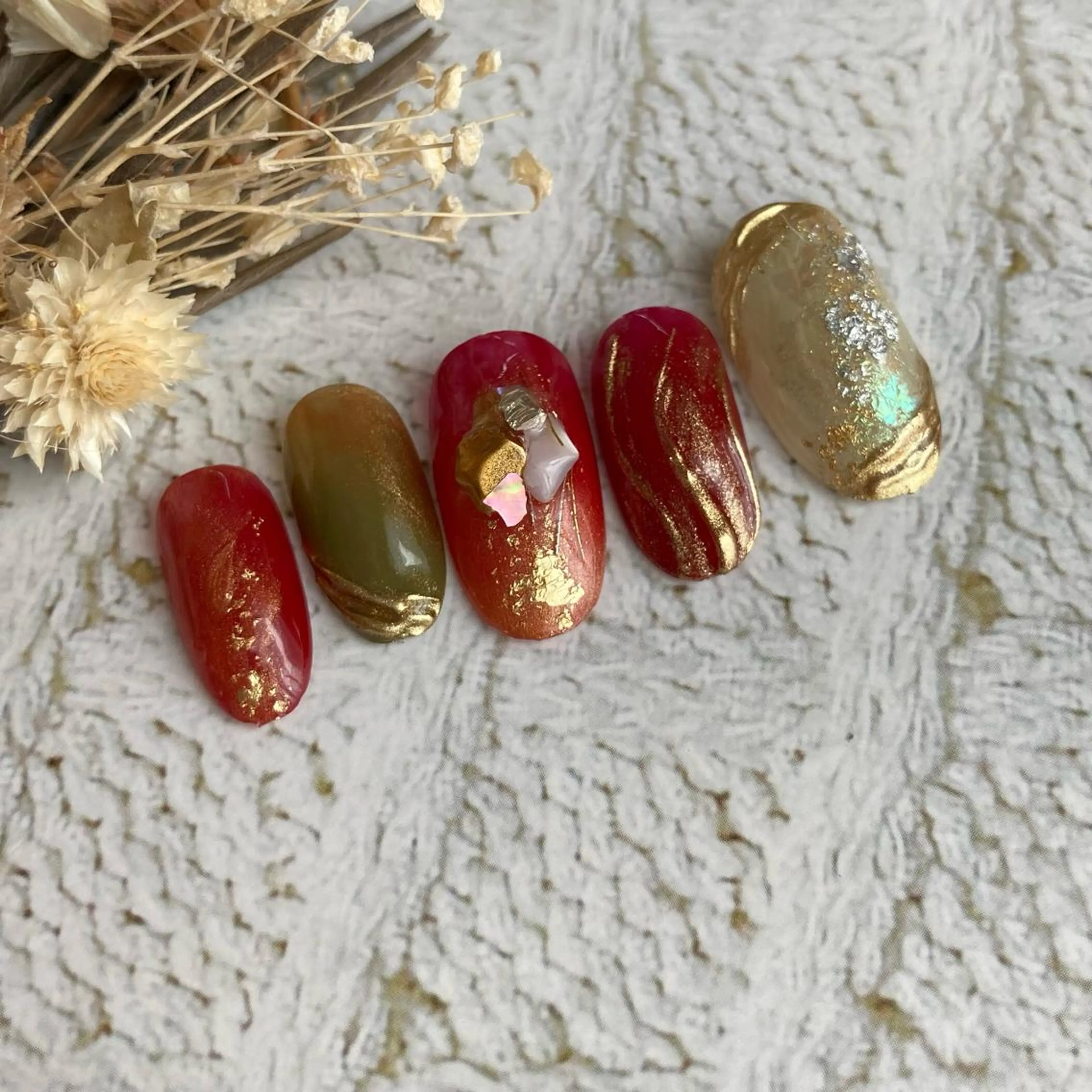 ネイル 成人式 中川 ほののネイルデザイン