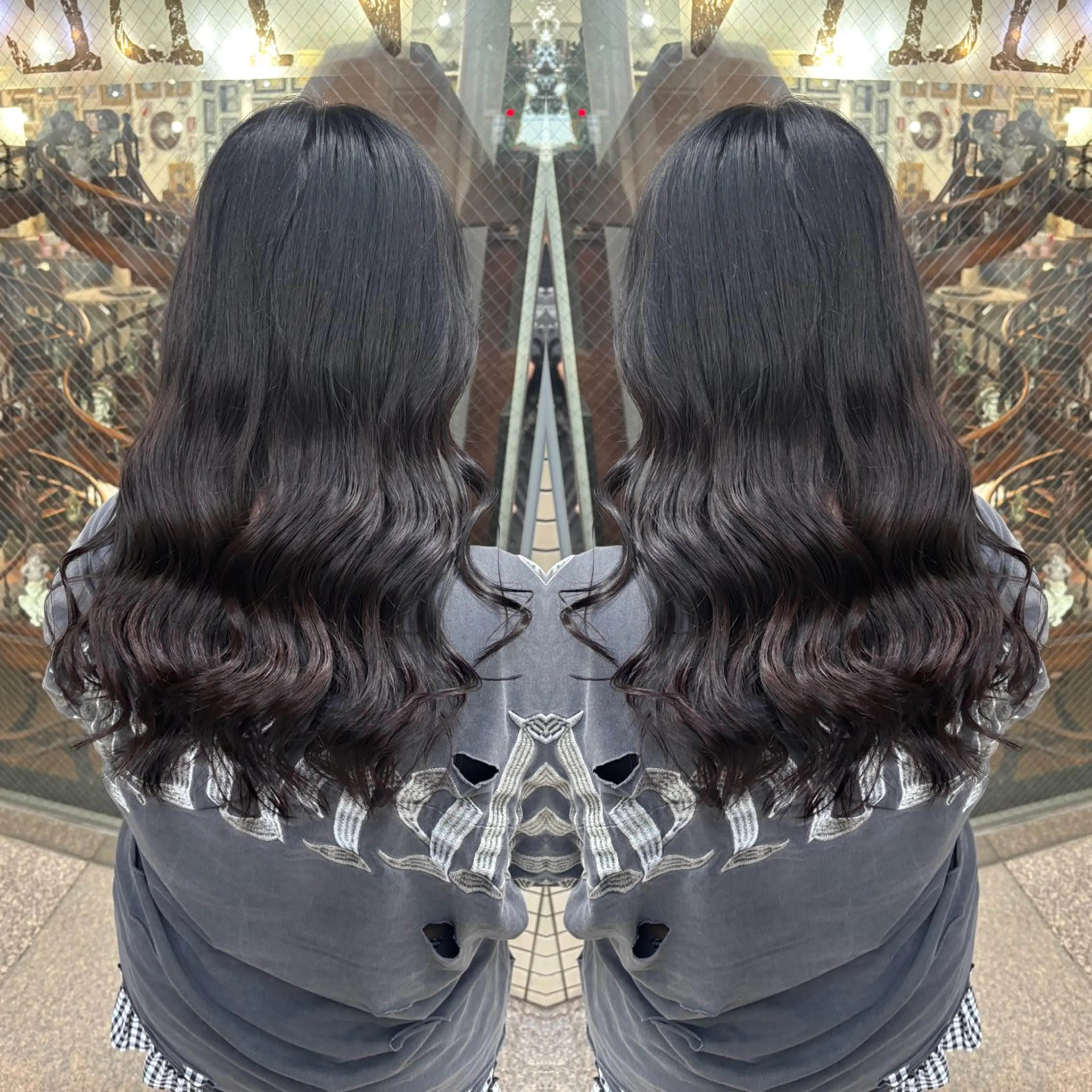 セミロング ヘアアレンジ 💎ハイトーン/艶 カラー モエカ💎のヘアスタイル