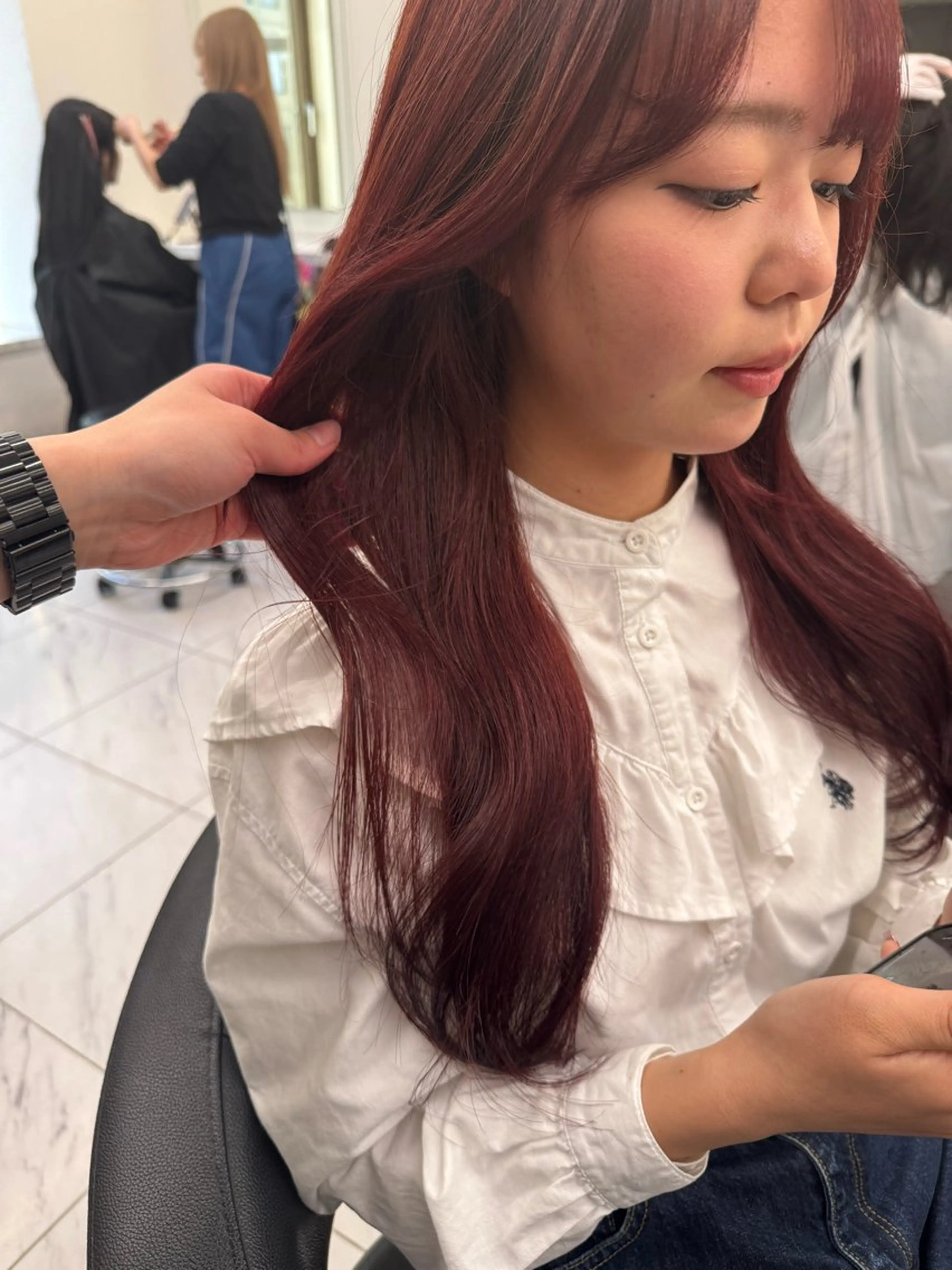 ロング カラー パーマ ヘアアレンジ メンズ キッズ 韓国系🇰🇷🩶 艶暗髪/MEIのヘアスタイル