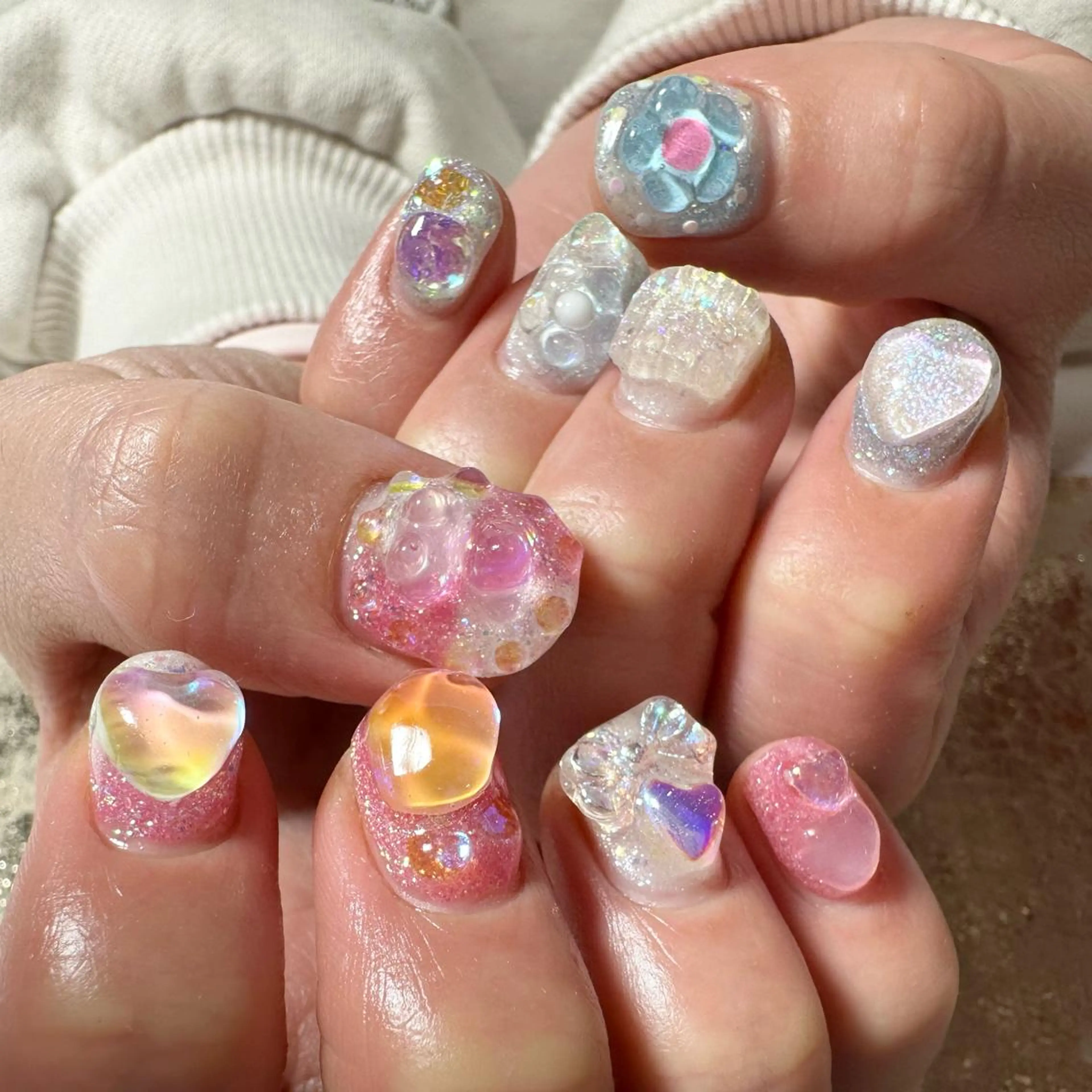 ネイル 氷ネイル・うるうるネイル キラキラネイル Candy timeのネイルデザイン