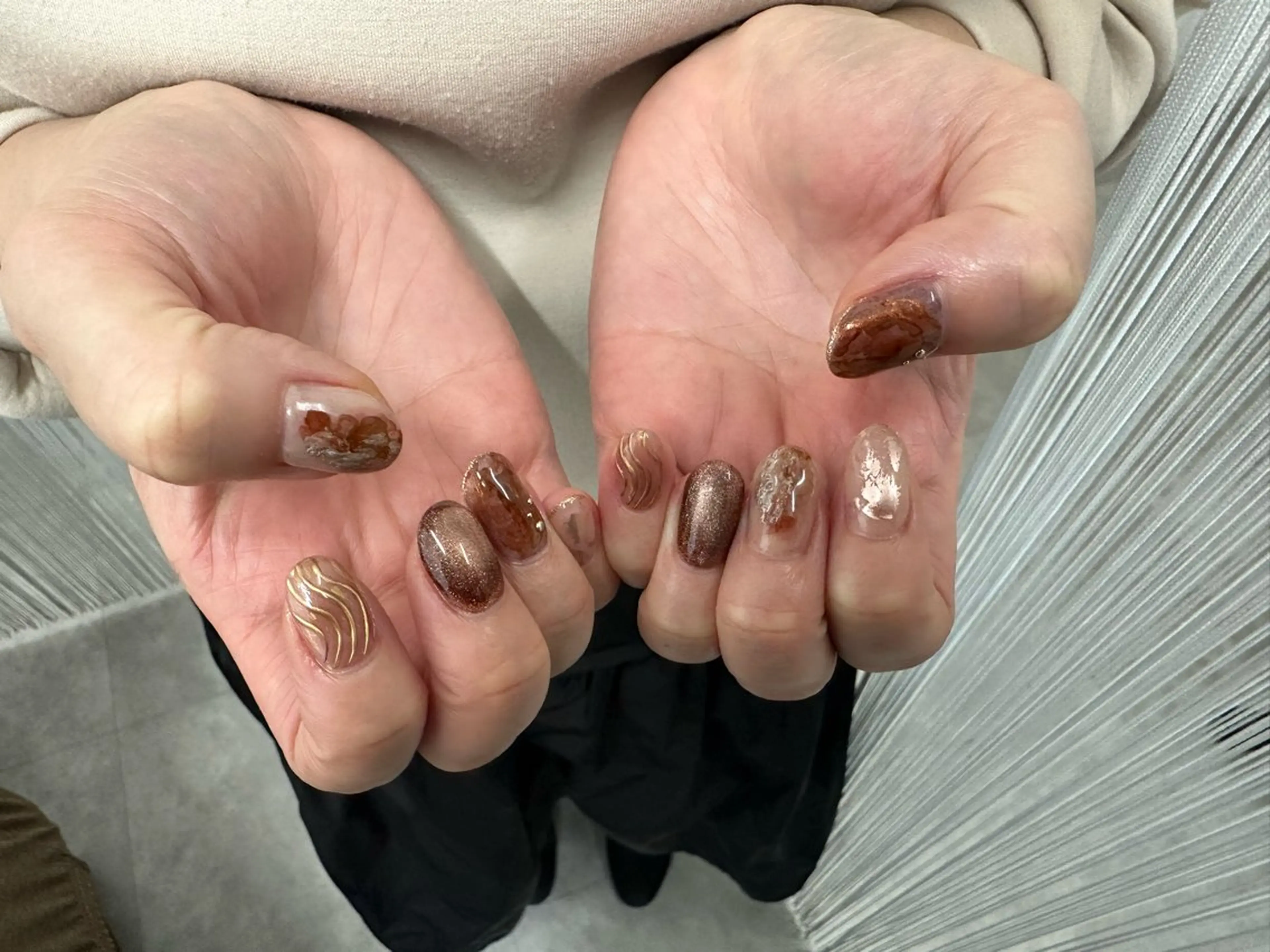 ネイル ブラウン ニュアンスネイル ハンドネイル Nail Katoのネイルデザイン