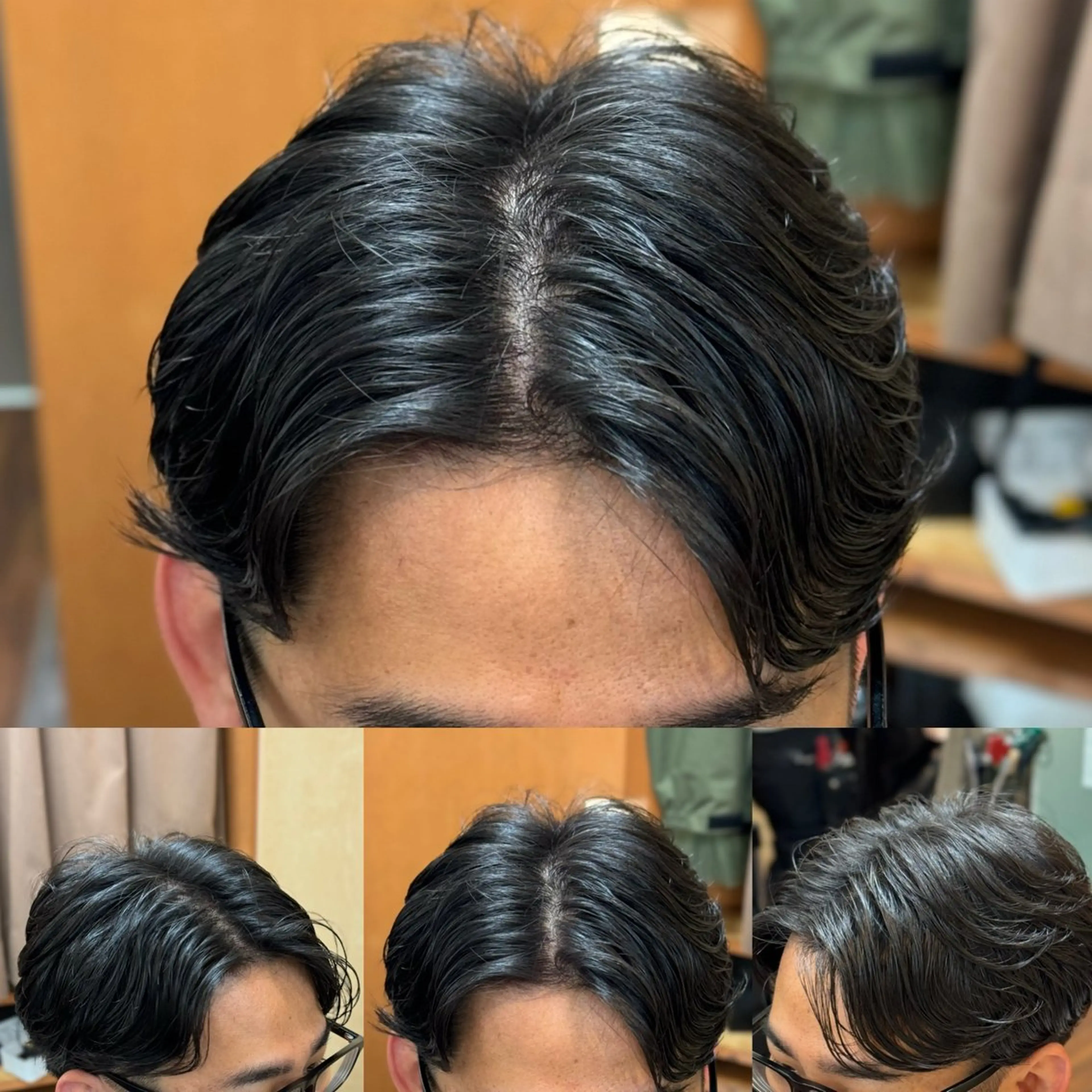 パーマ メンズ センターパート 阿賀 佑季のヘアスタイル