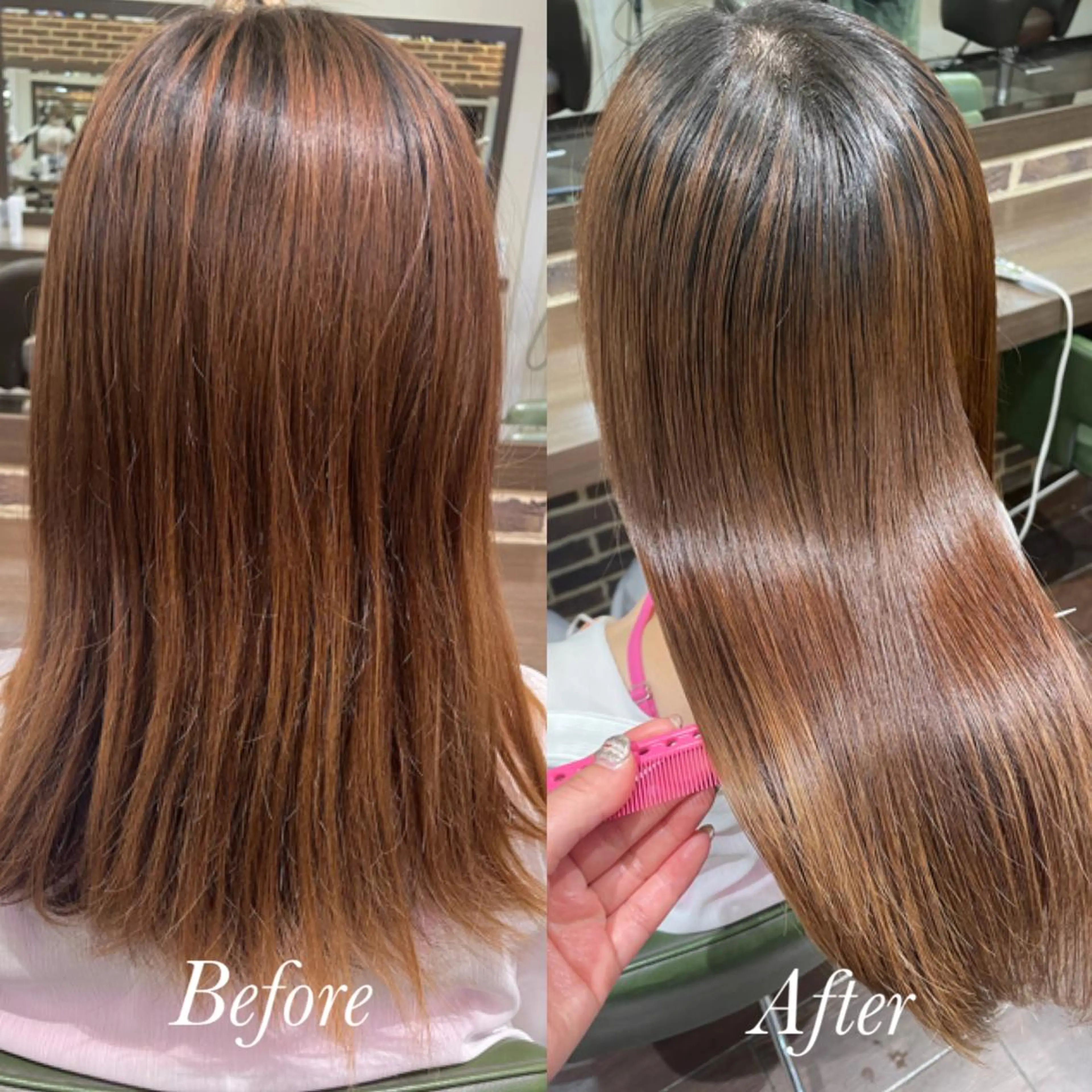 セミロング カラー 髪質改善 トリートメント aya/小顔レイヤー /柔らかカラーのヘアスタイル