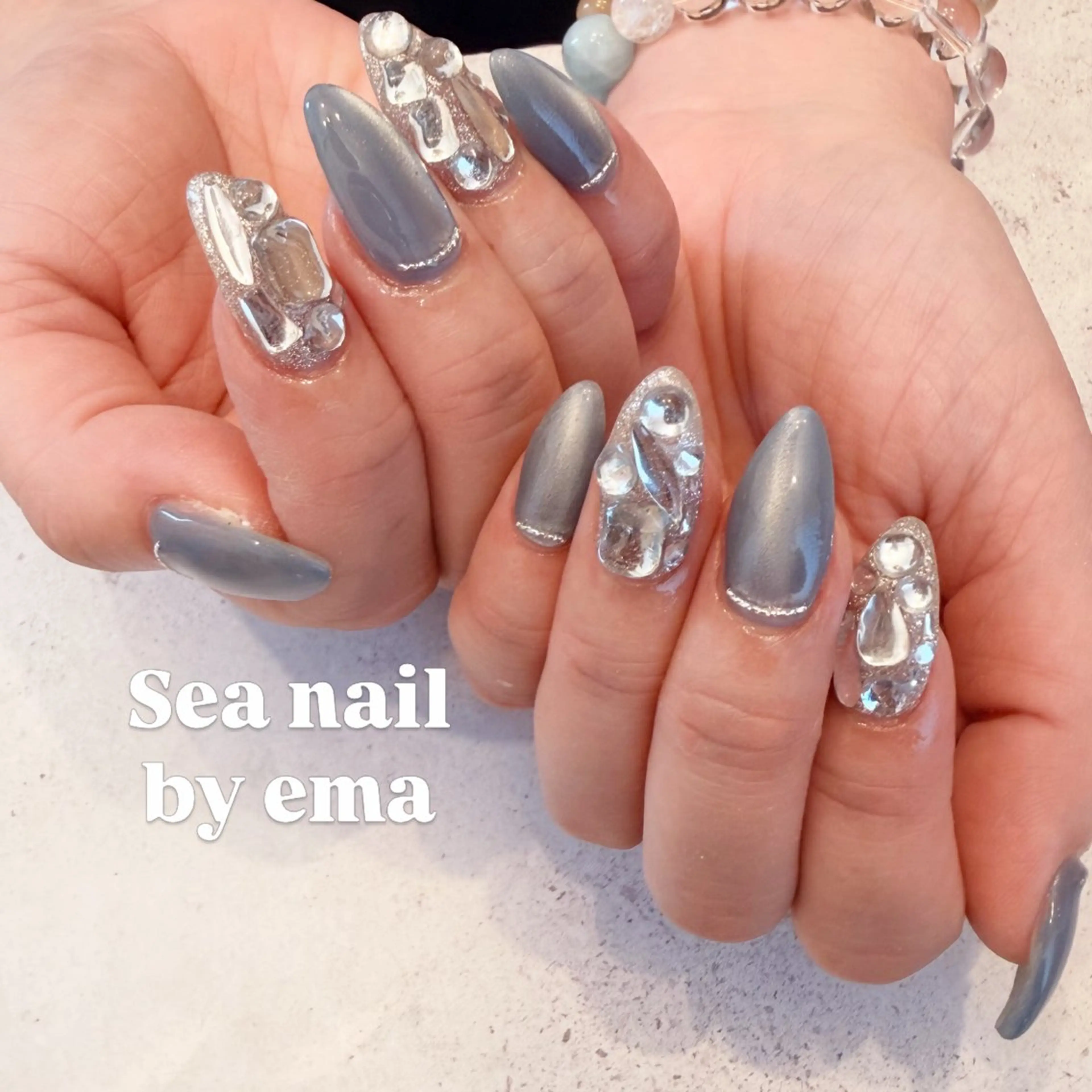 ネイル ハンドネイル Sea  nail by emaのネイルデザイン