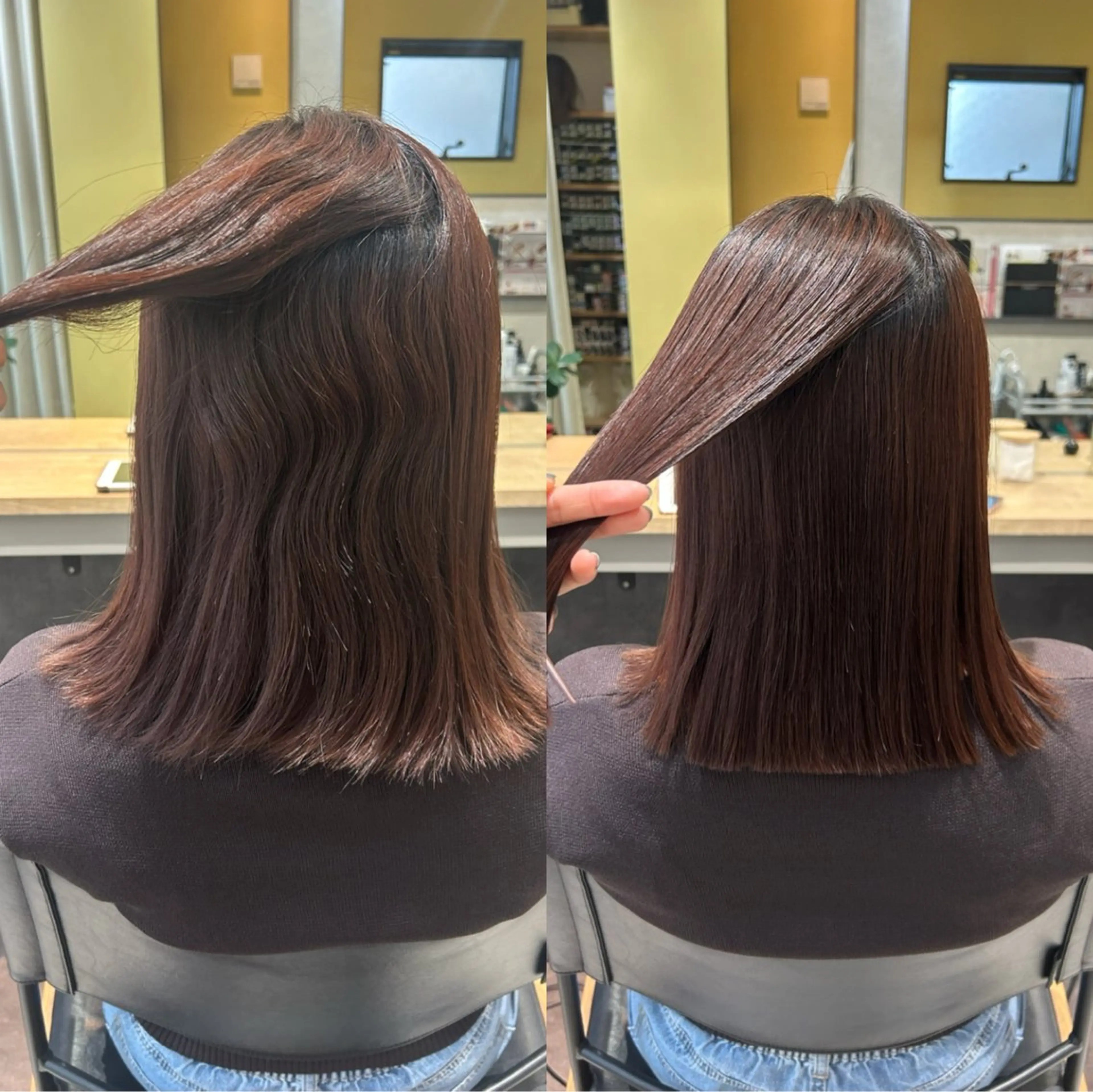 ミディアム パーマ 髪質改善 ストレートパーマ カット 縮毛矯正 トリートメント hub hair レイヤー/透明感のヘアスタイル