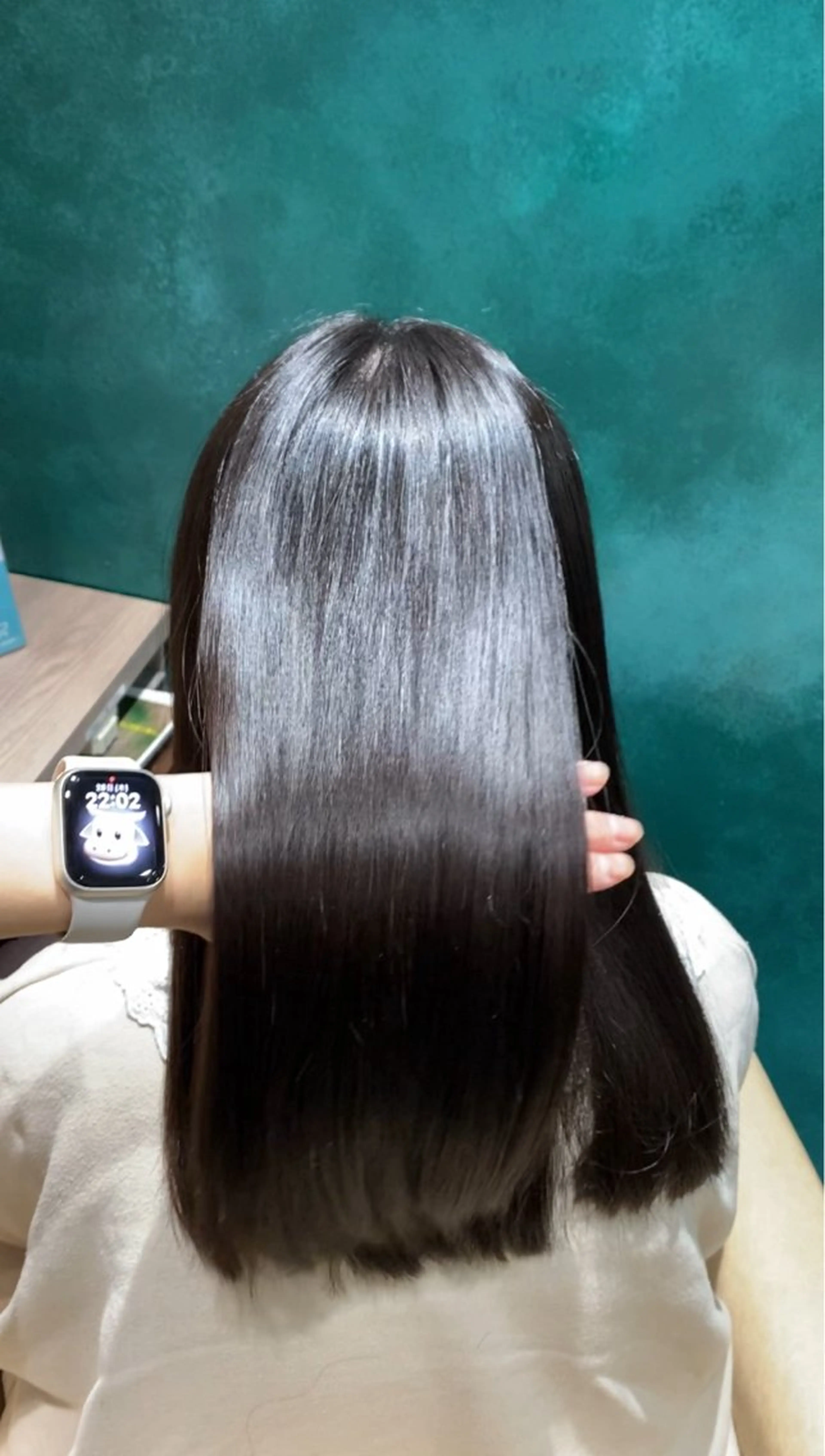 ロング 阪急箕面駅 艶カラー/縮毛矯正のヘアスタイル