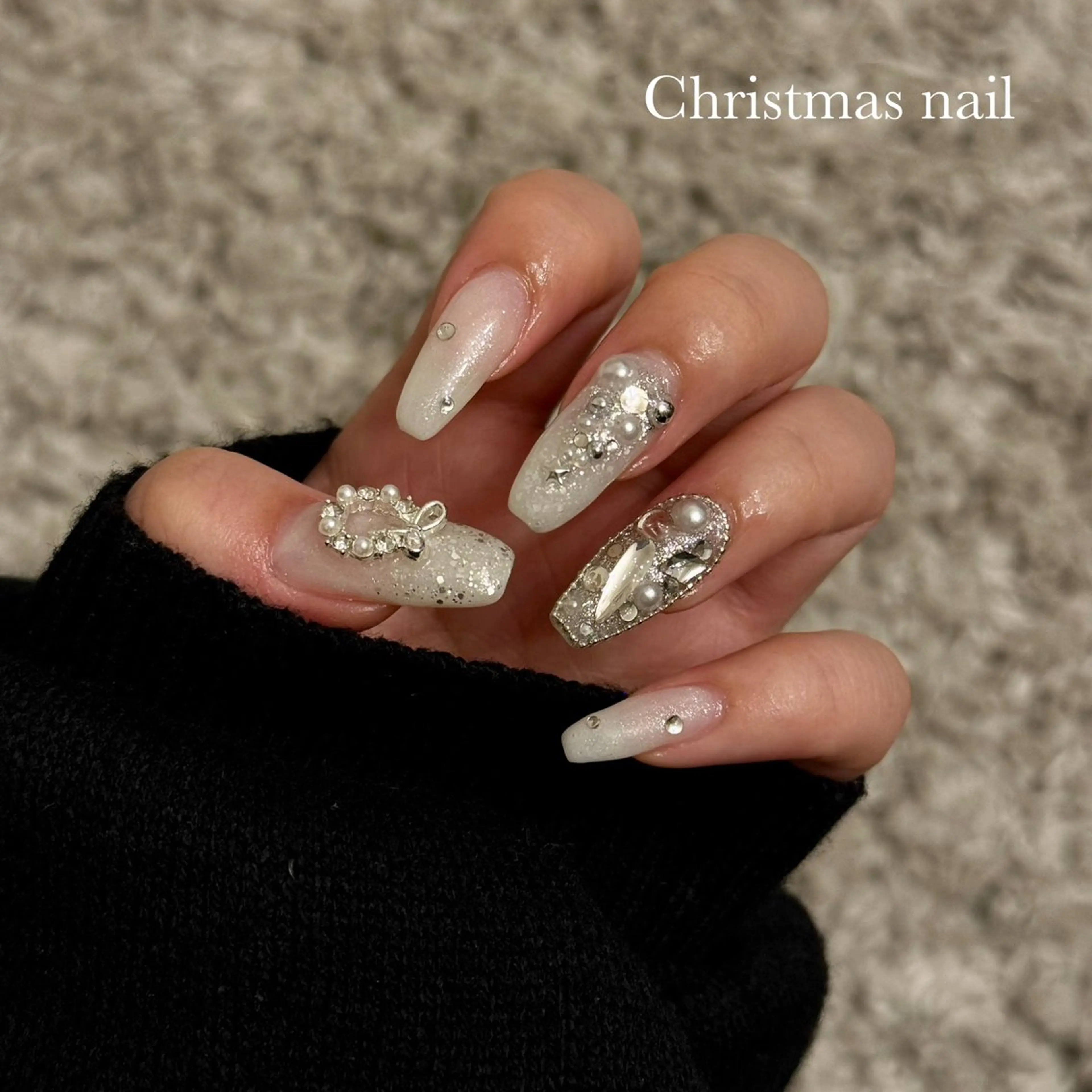 ネイル アートネイル キラキラネイル 持ち込み 冬ネイル クリスマス Luca Nail 🌼yu-kaのネイルデザイン
