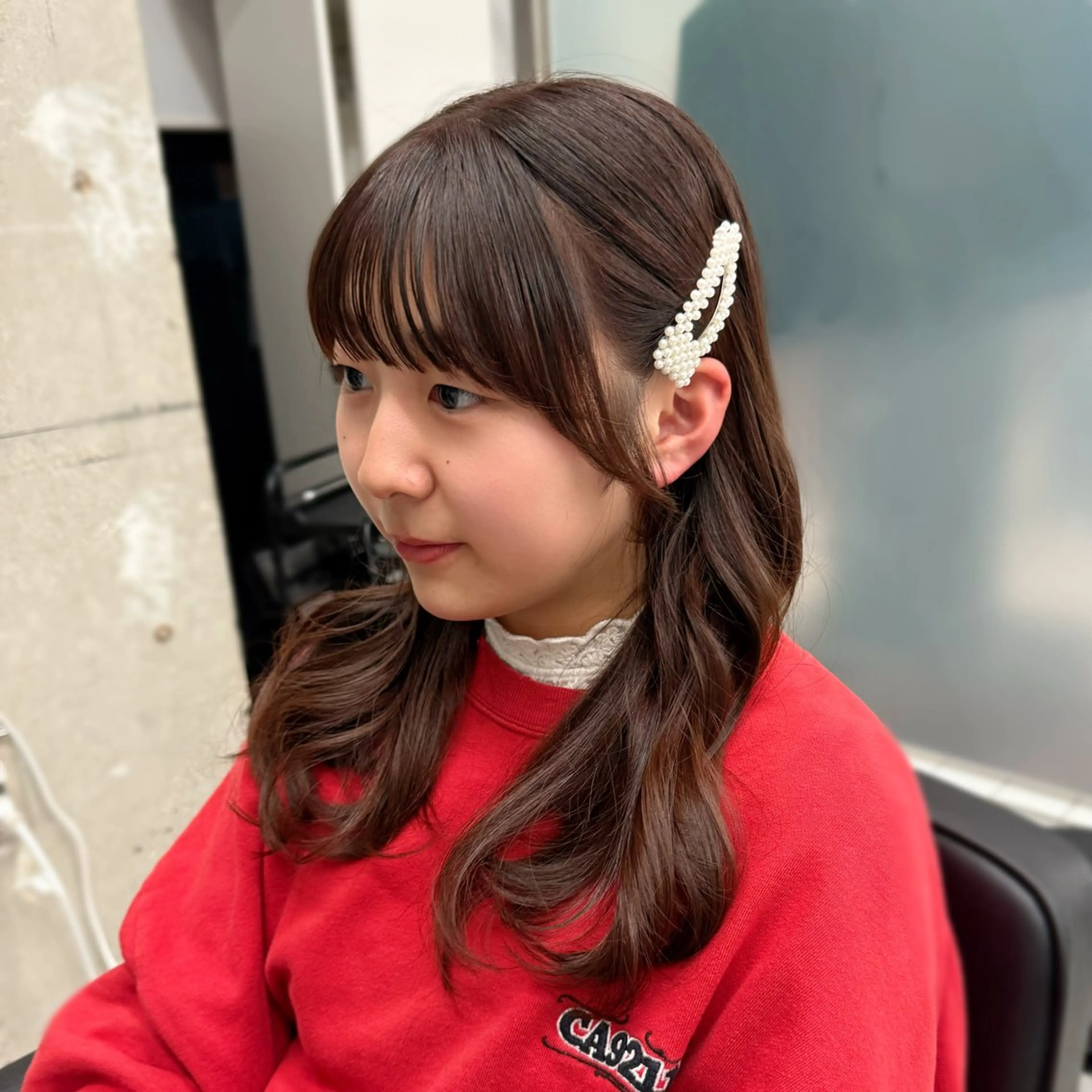 ミディアム カラー ブラウンカラー オレンジ オレンジブラウン 縮毛矯正+モテカラー 🎀✨MIHOのヘアスタイル
