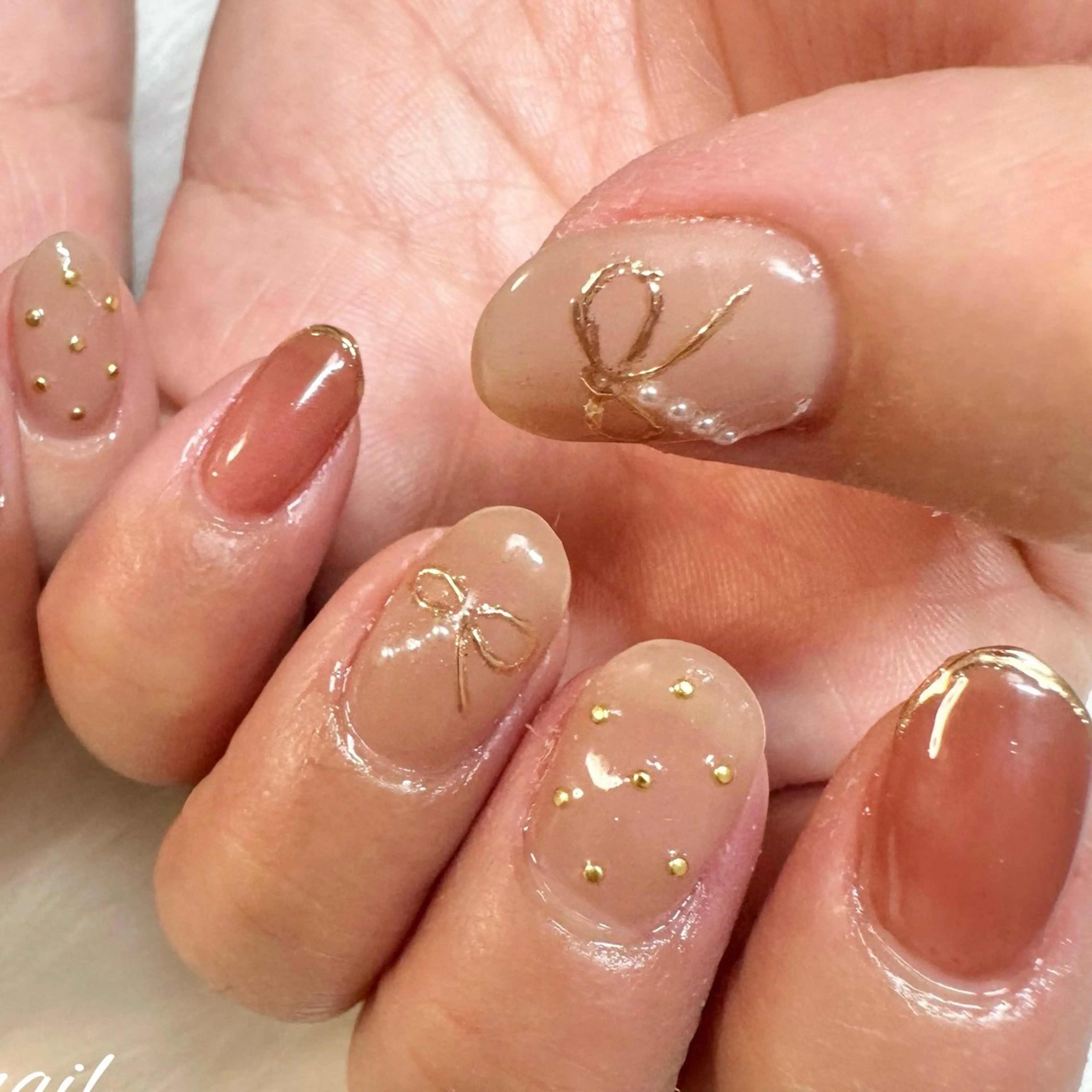 ネイル リボン ハンドネイル ハンドケア Mnail ちひろのネイルデザイン