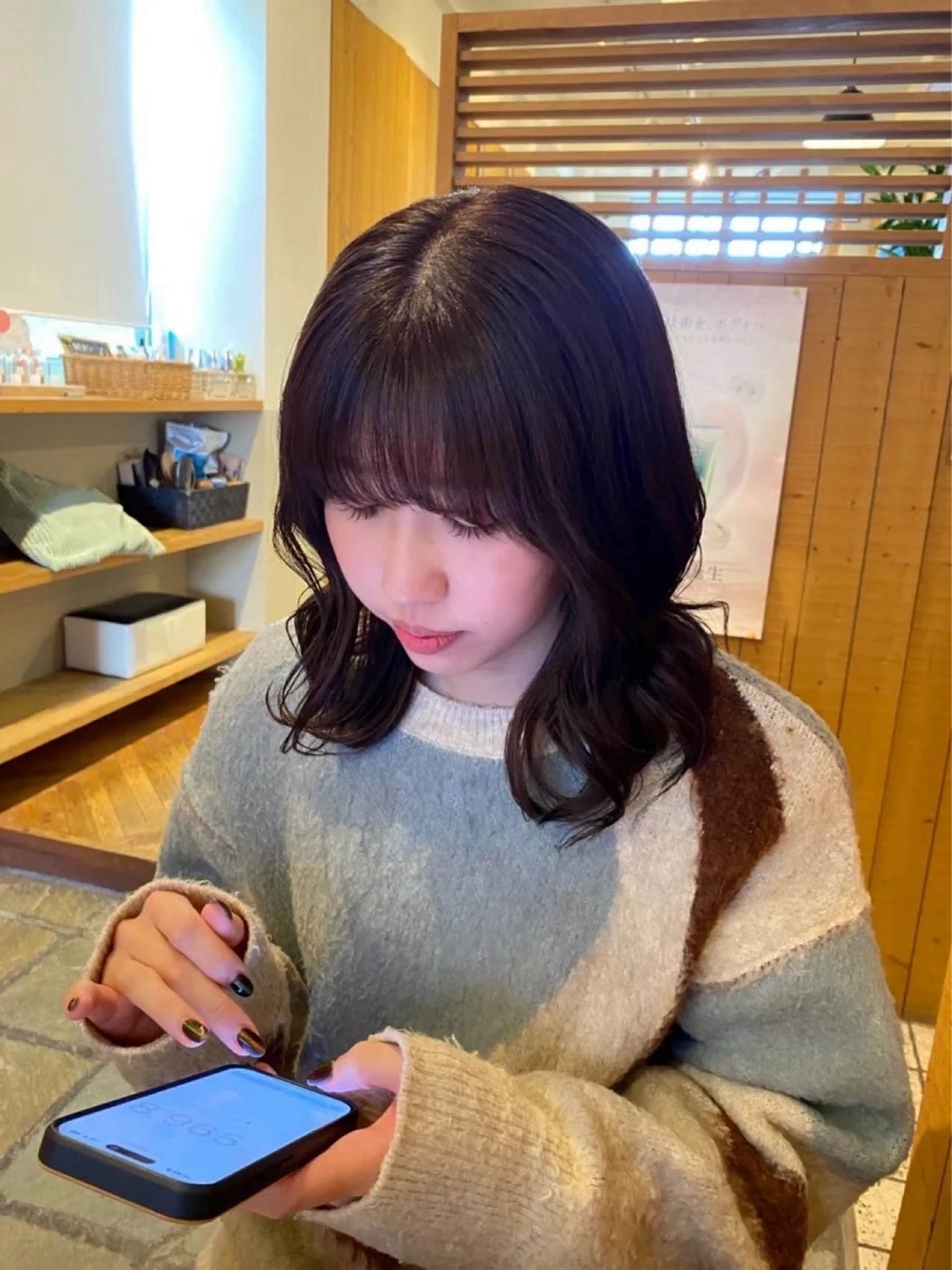 ミディアム カラー カット ヘアカラー トリートメント 透明感カラー/ 小顔カット/ミヅキのヘアスタイル