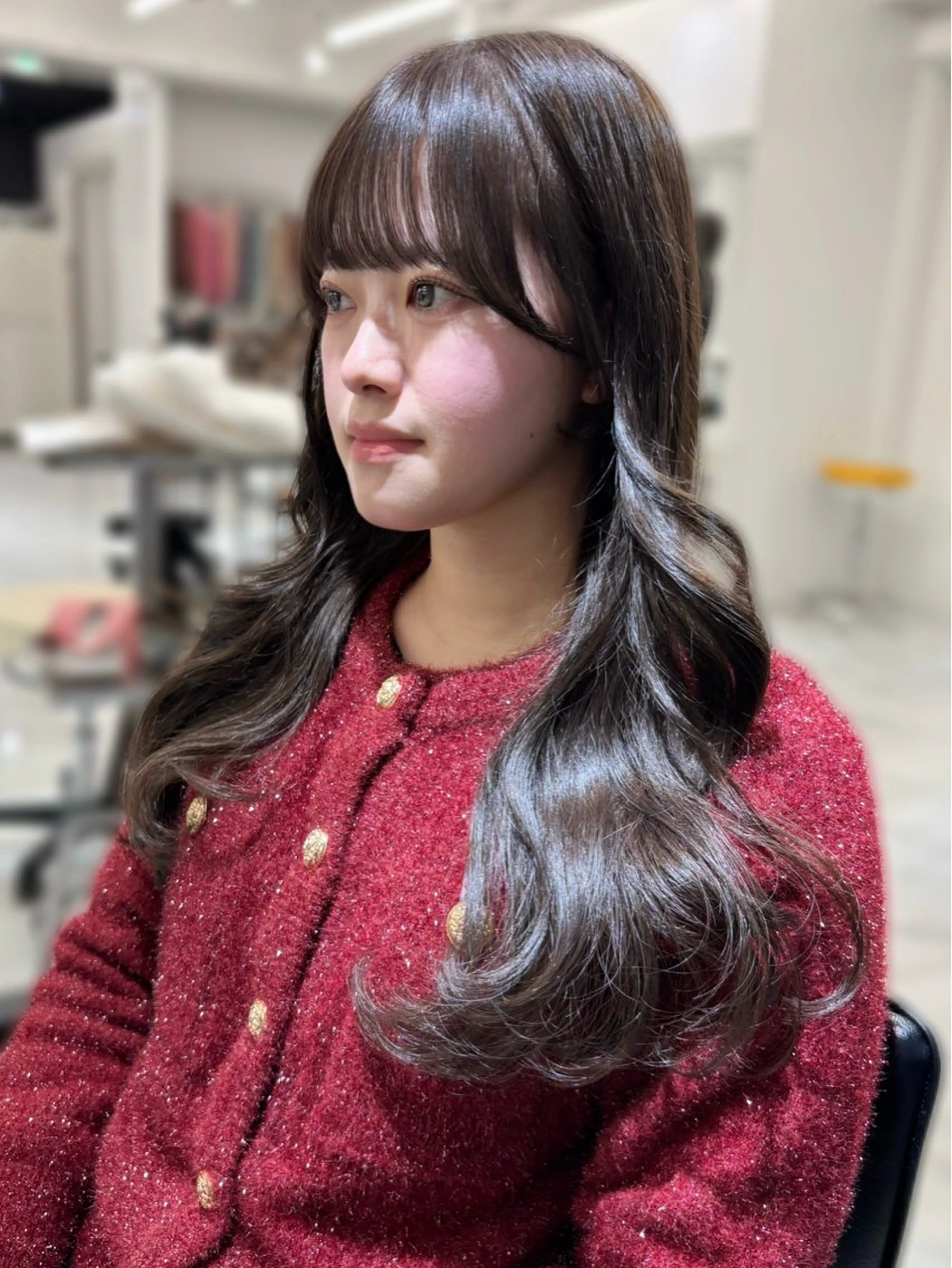 セミロング カラー ブリーチ ショコラグレージュ グレージュ ブリーチなしカラー 顔周りカット ヘアカラー トリートメント 盛れる顔周り🤍渋谷 Risa🎀のヘアスタイル