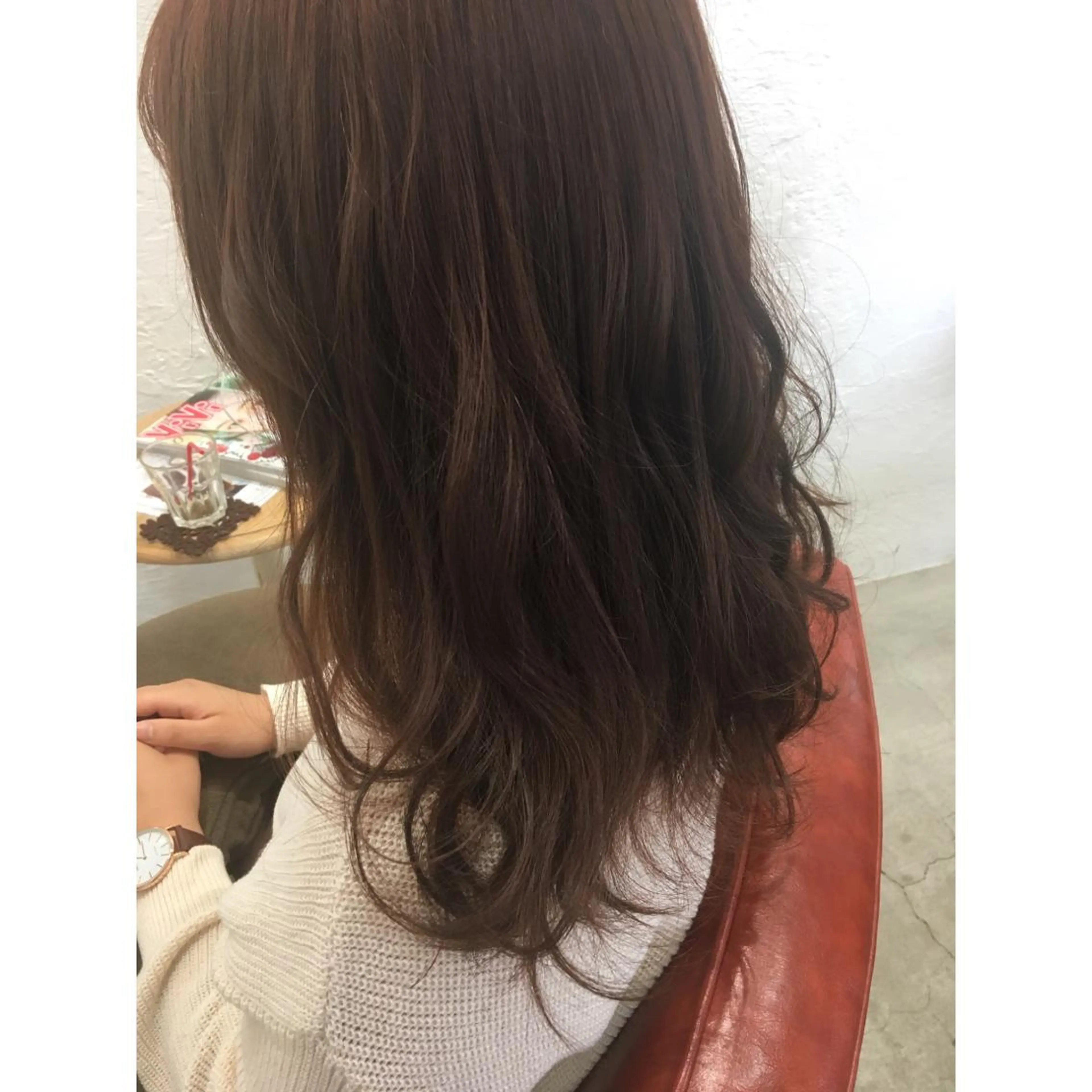 ロング カラー ブラウンカラー ピンクカラー ピンクブラウン カット ヘアカラー fio マナミのヘアスタイル