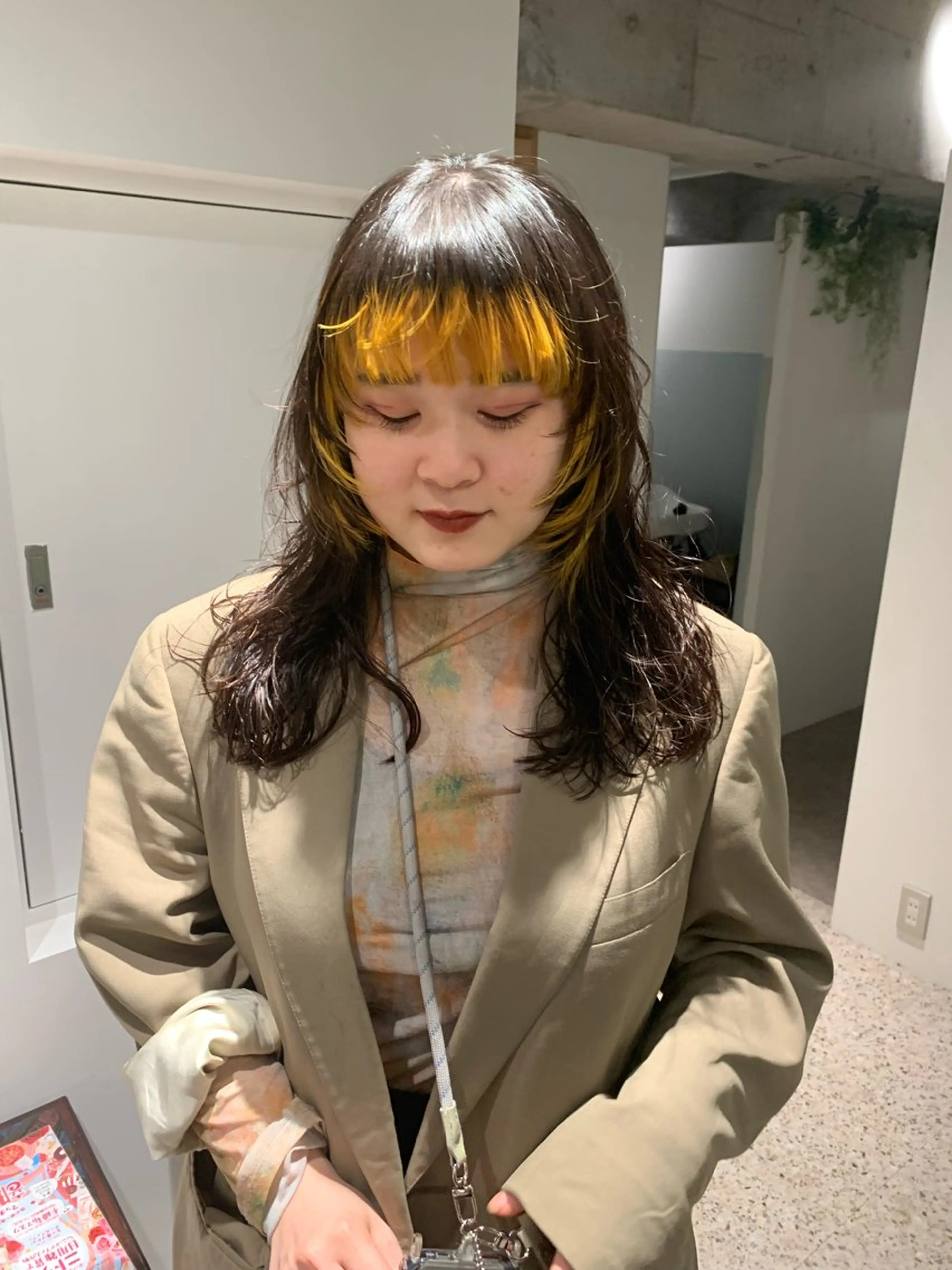 セミロング カラー ミストバング  フェイスフレーミング ヘアカラー TONUKOA RUA下北沢店【トヌコア ルア】所属・丸山璃子 /パーマ/レイヤーのヘアスタイル