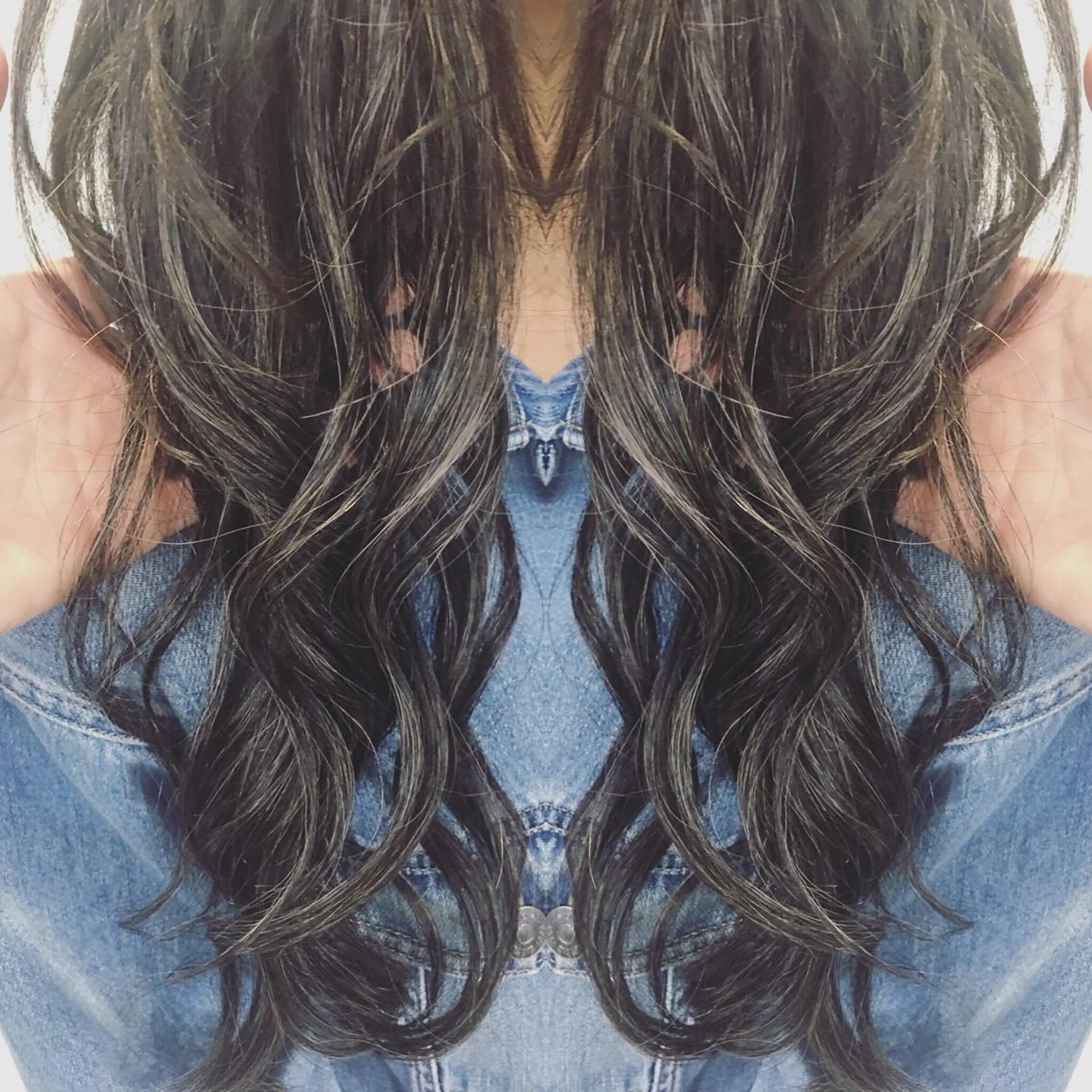 セミロング カラー ヘアアレンジ ハイライトカラー エクステ 外国人風カラー ハイライト BREK 袋井店のヘアスタイル