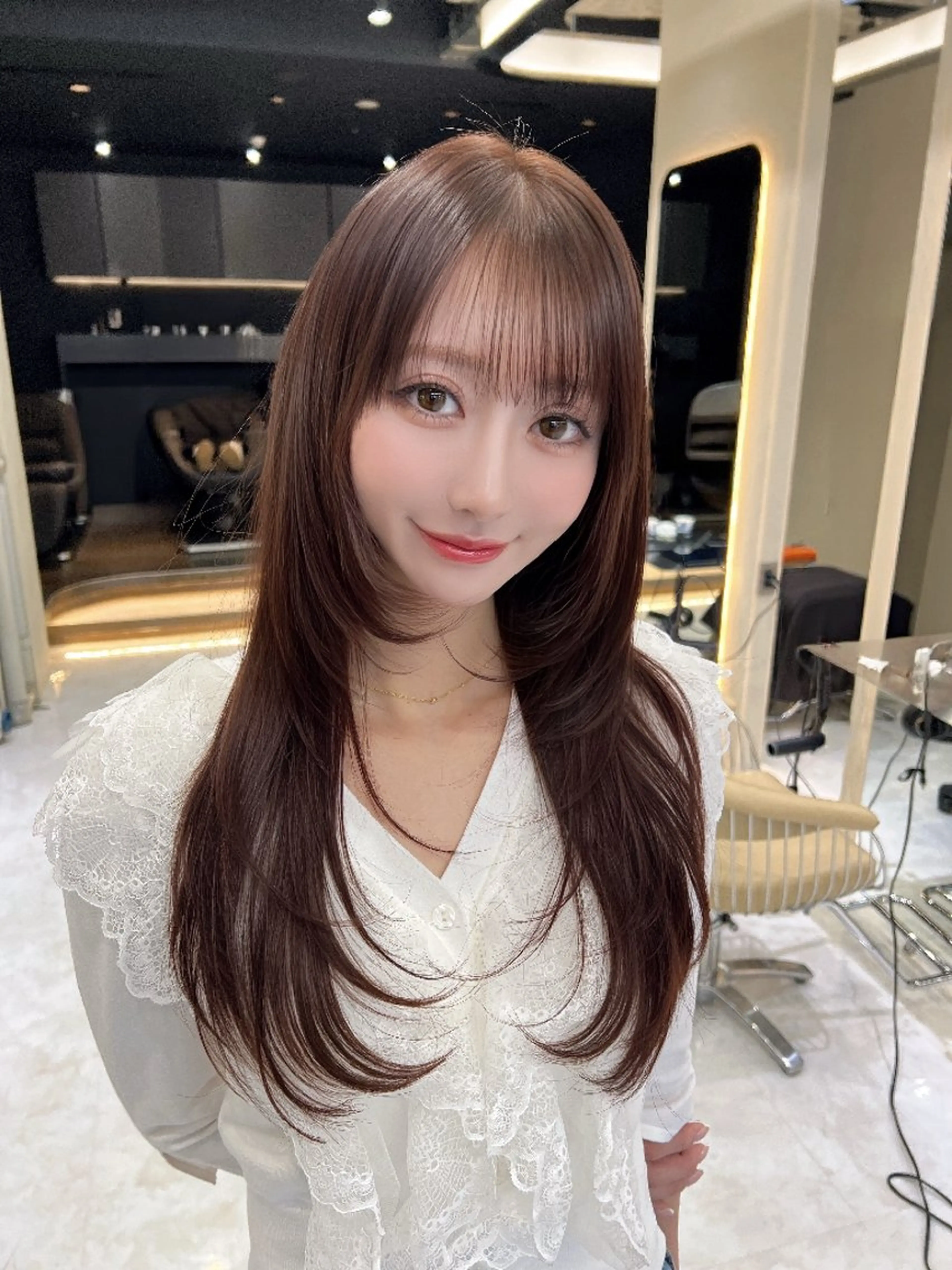 ロング カラー 顔まわりレイヤー ハッシュカット 韓国風ヘア レイヤーカット 小顔カット カット ヘアカラー トリートメント ✨弱酸性縮毛矯正✨ ✨髪質改善✨hiroのヘアスタイル