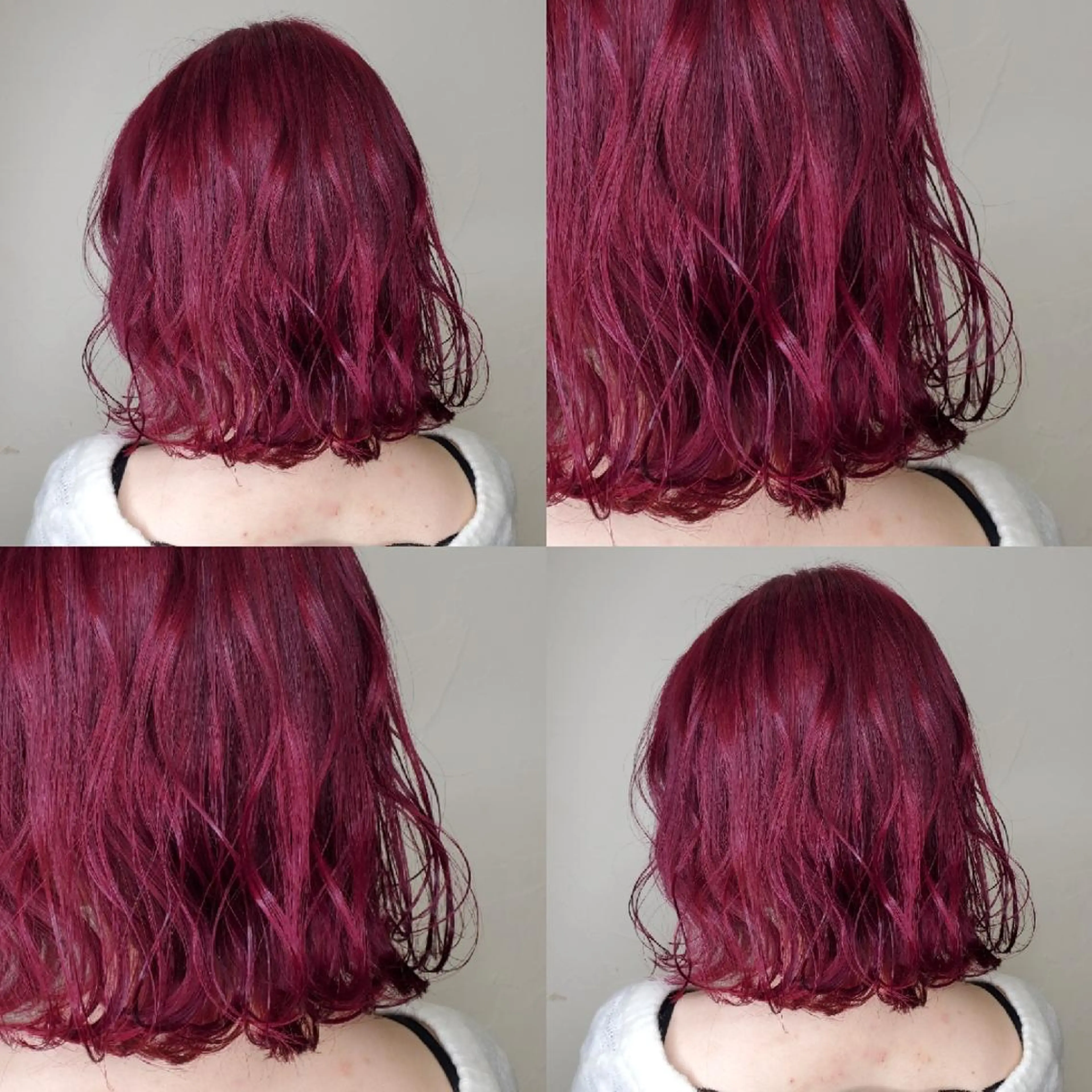 ミディアム ヘアカラー ツヤ髪✨縮毛矯正 ハイトーンカラーのヘアスタイル