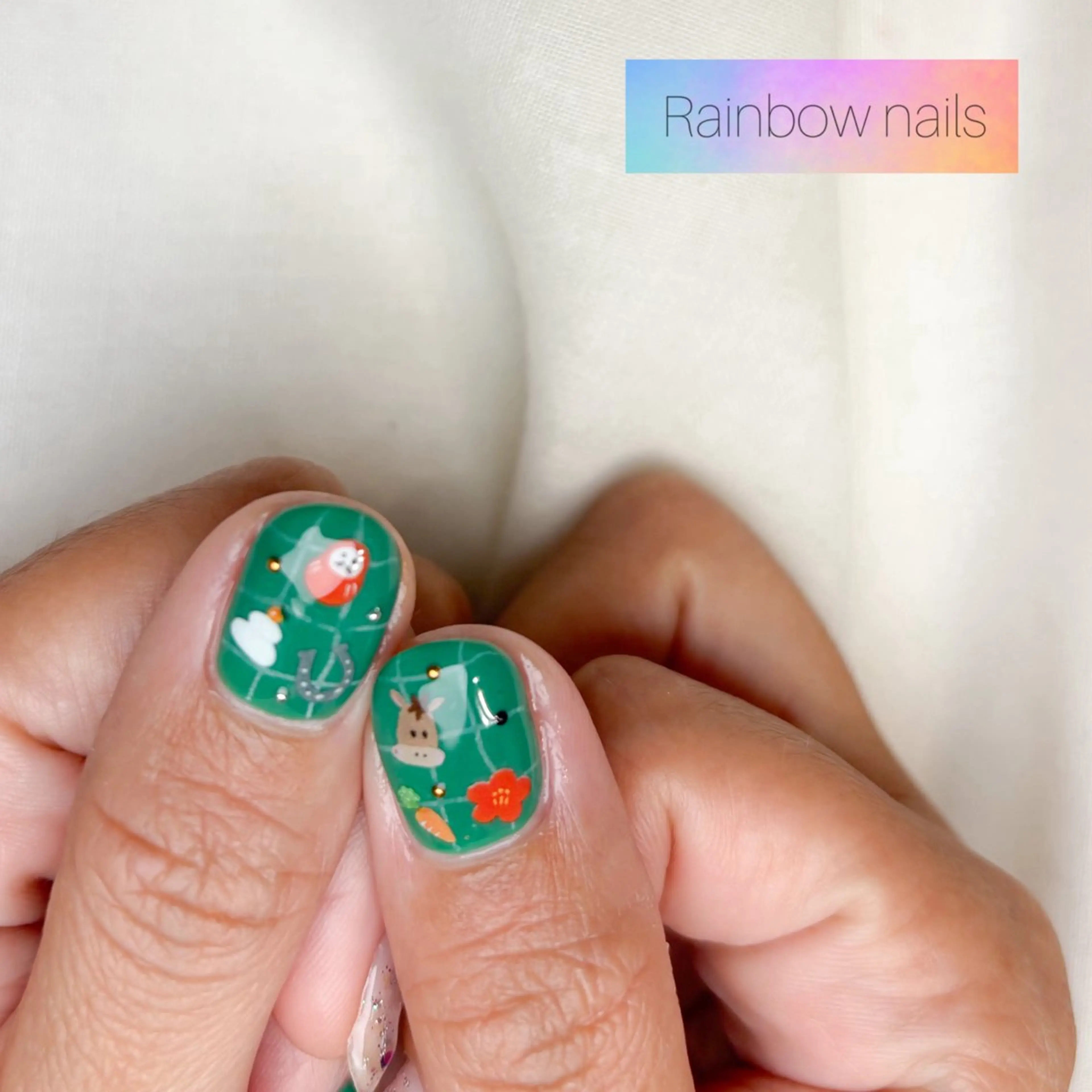 ネイル ハンドネイル Rainbow nailsくろちゃんのネイルデザイン