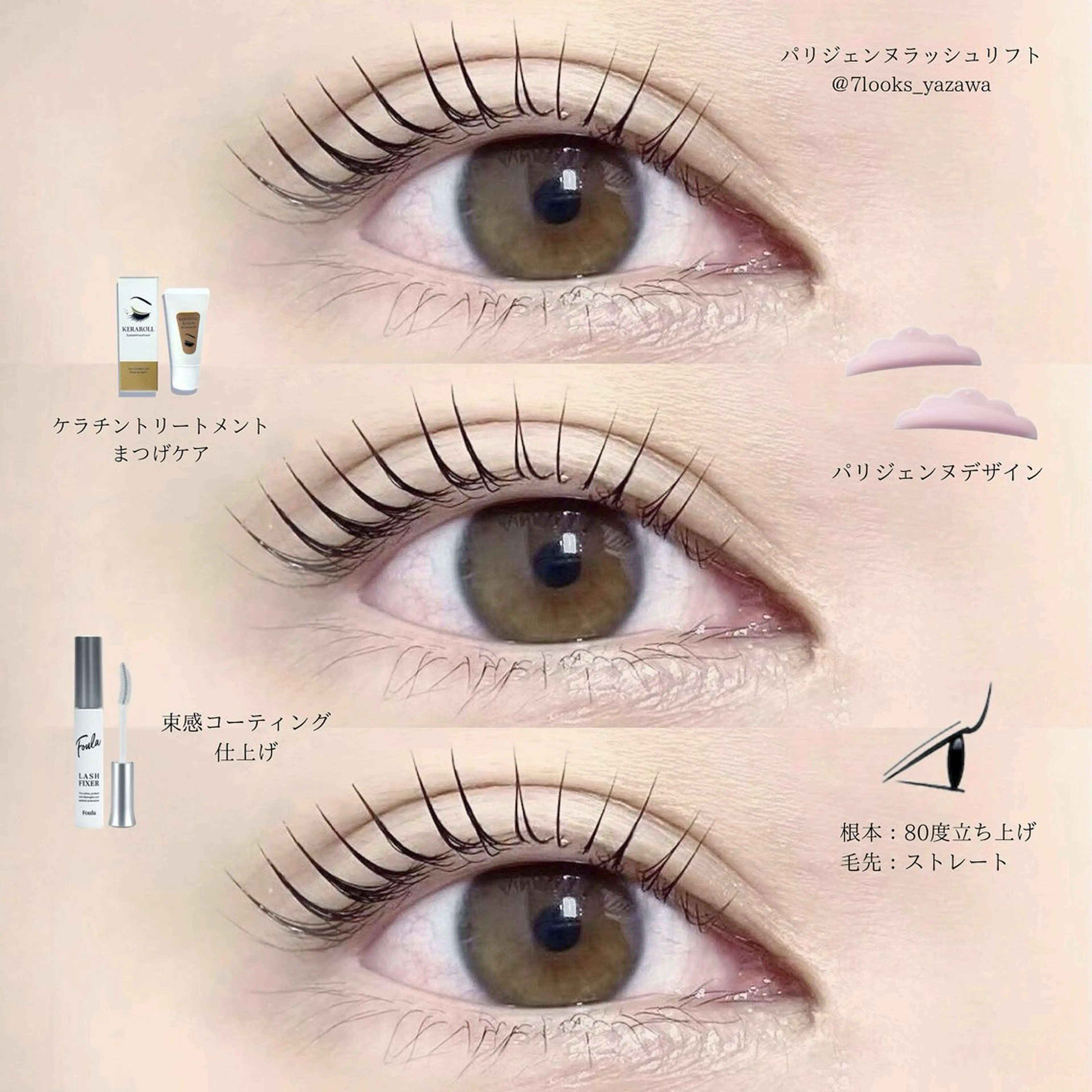 マツエク・マツパ ケラチンラッシュリフト 束感まつ毛 パリジェンヌラッシュリフト eyelist harukaのマツエク・マツパデザイン