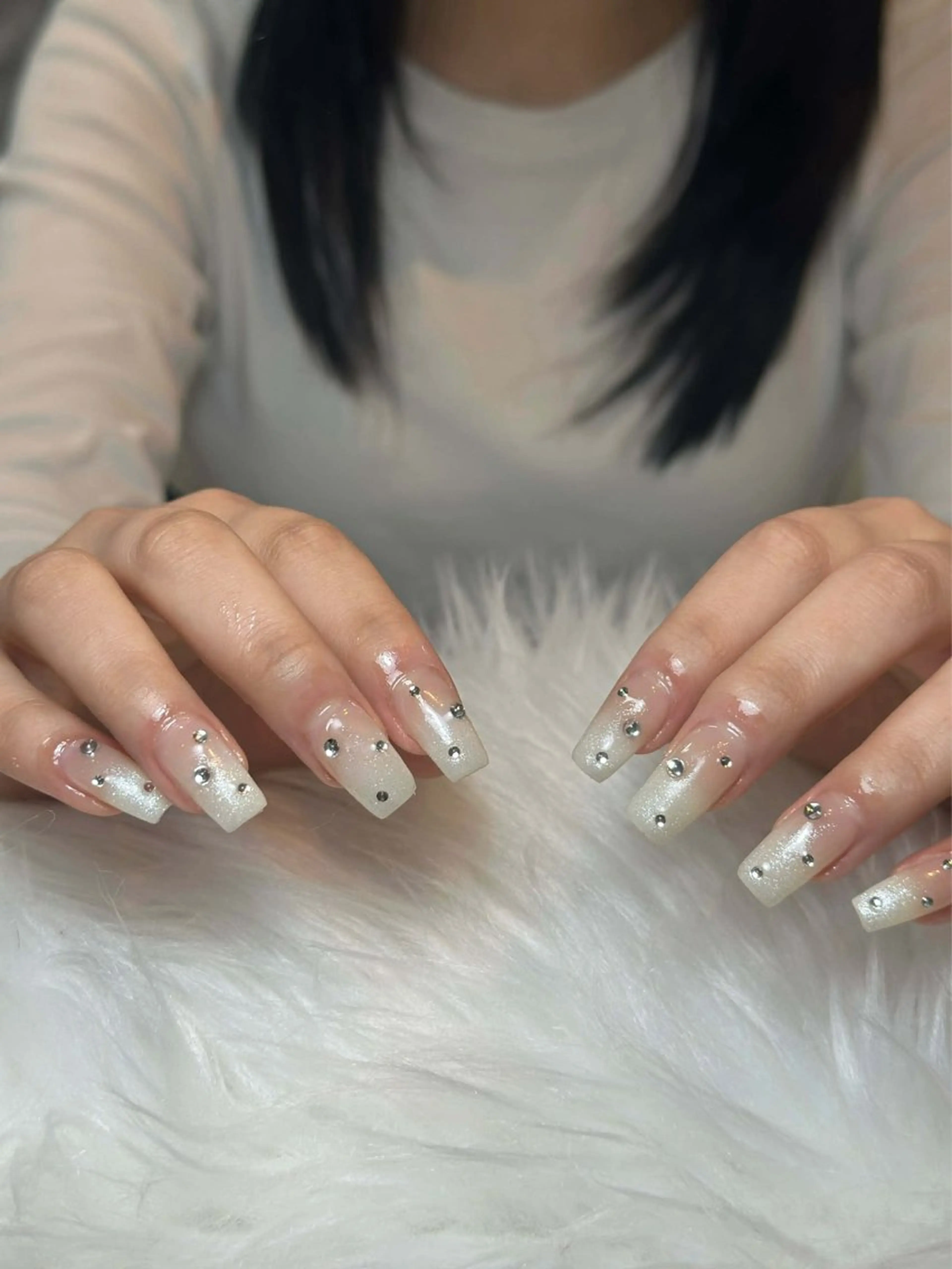 ネイル フレンチネイル ジェルネイル ガーリー 韓国ネイル ロングネイル ハンドネイル NieNail Nezukoのネイルデザイン