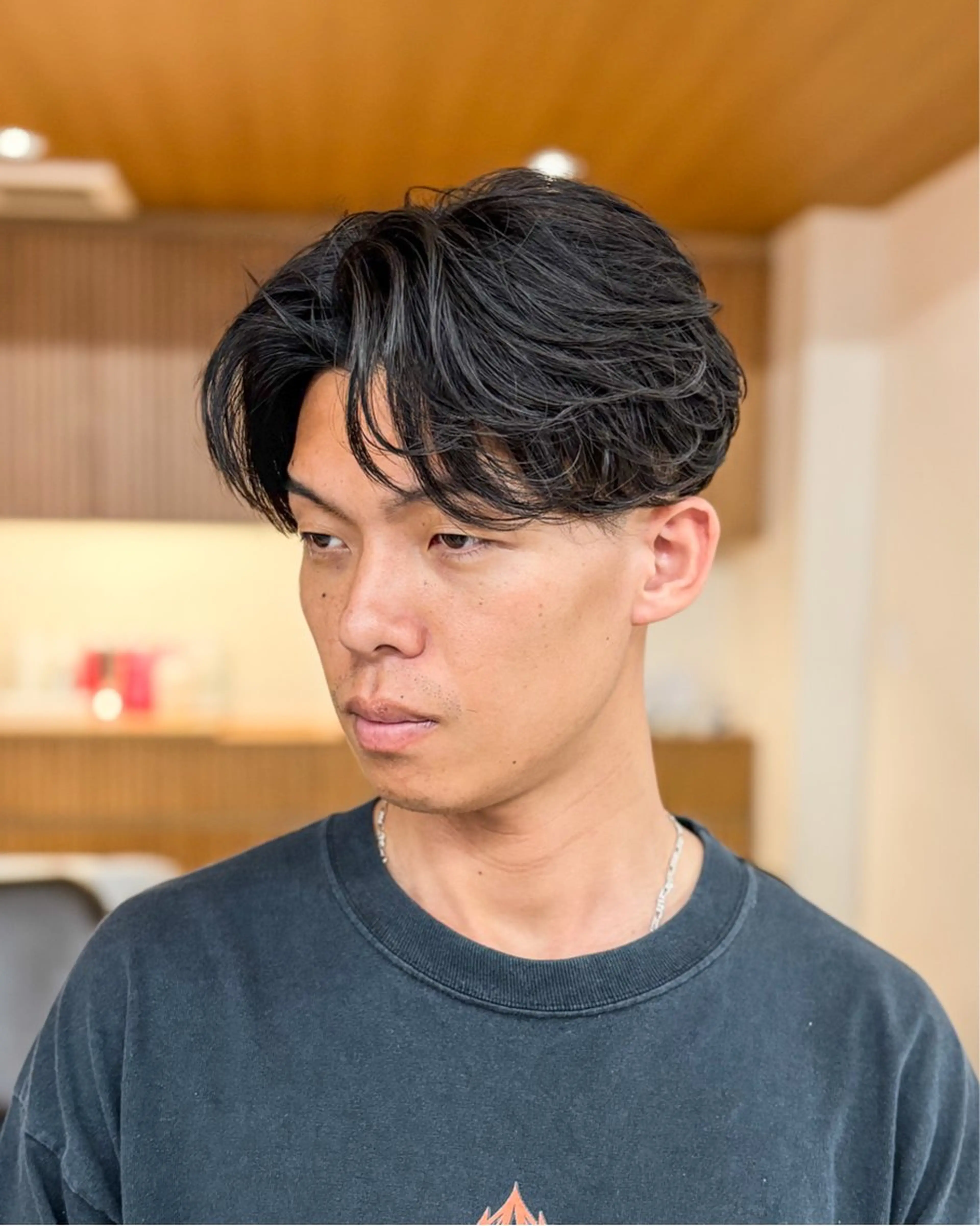 ショート パーマ メンズ フェザーパーマ メンズパーマ メンズショート ショートヘア 縮毛矯正 カット パーマ 【メンズ縮毛矯正】 FILMS  軍司のヘアスタイル