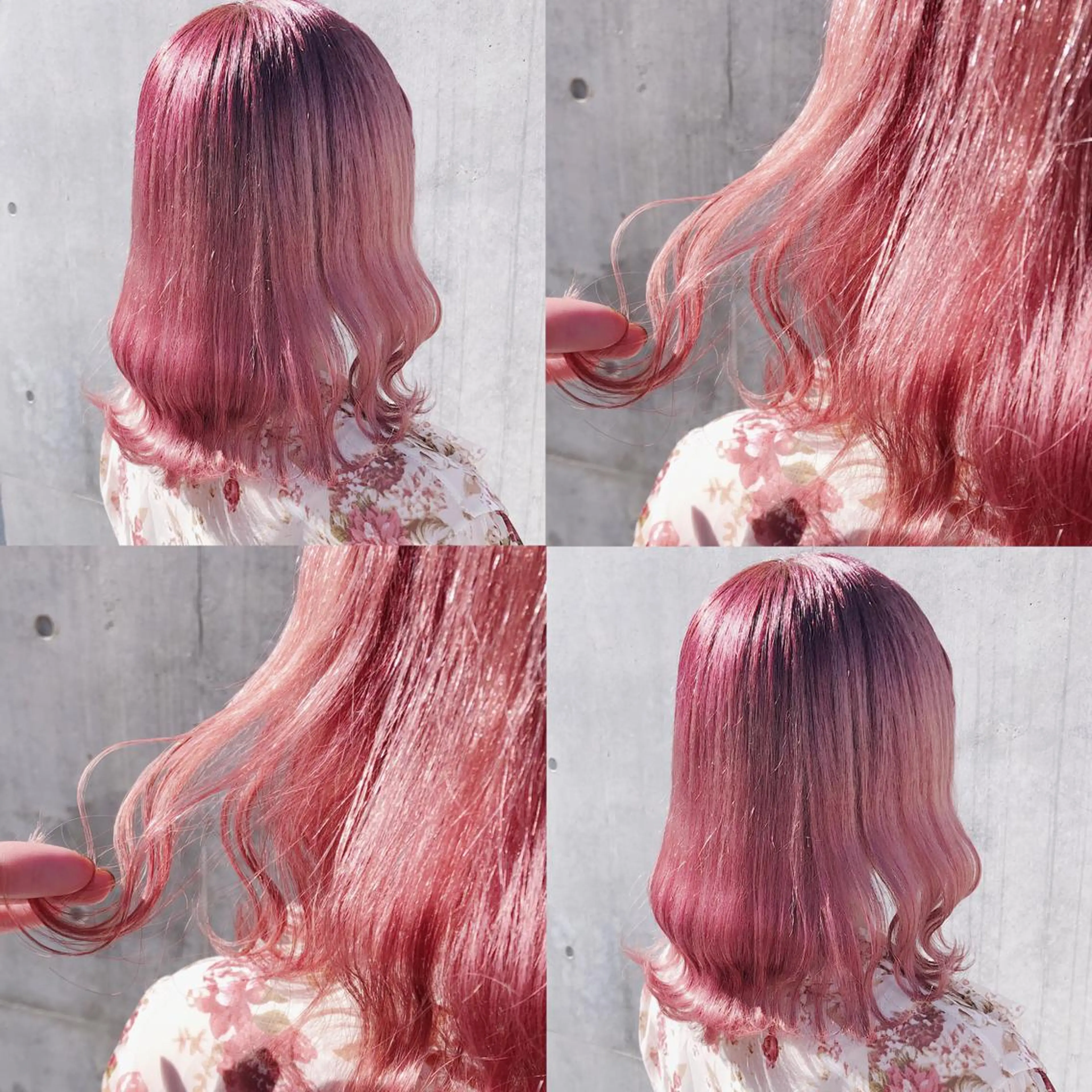 セミロング カラー ヘアアレンジ メンズ キッズ ピンクカラー カット ヘアカラー トリートメント 💟Chloe原宿店 🩶ハイトーンのヘアスタイル