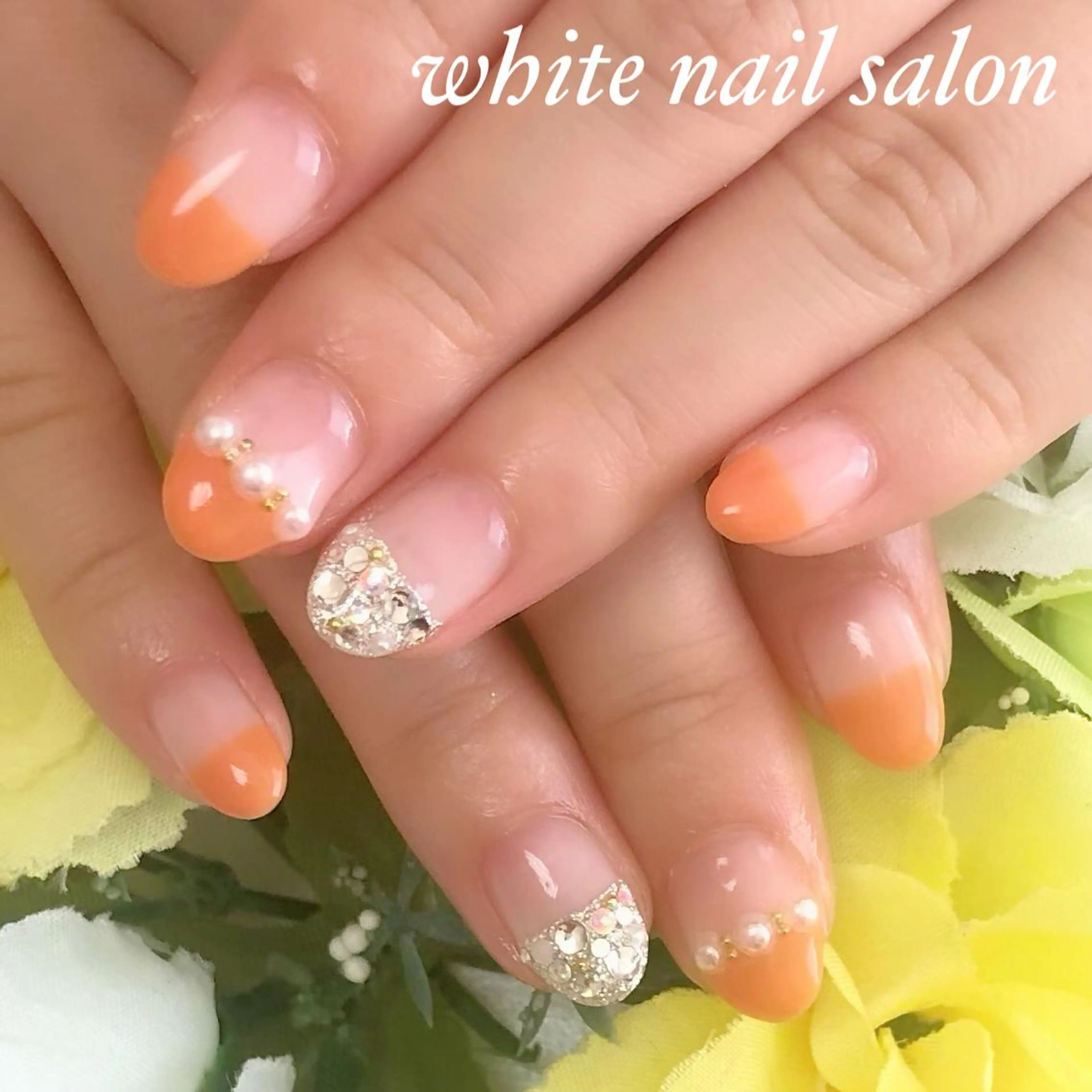 ネイル アートネイル フレンチネイル ジェルネイル ハードジェル 持ち込み ハンドネイル white nail salonのネイルデザイン