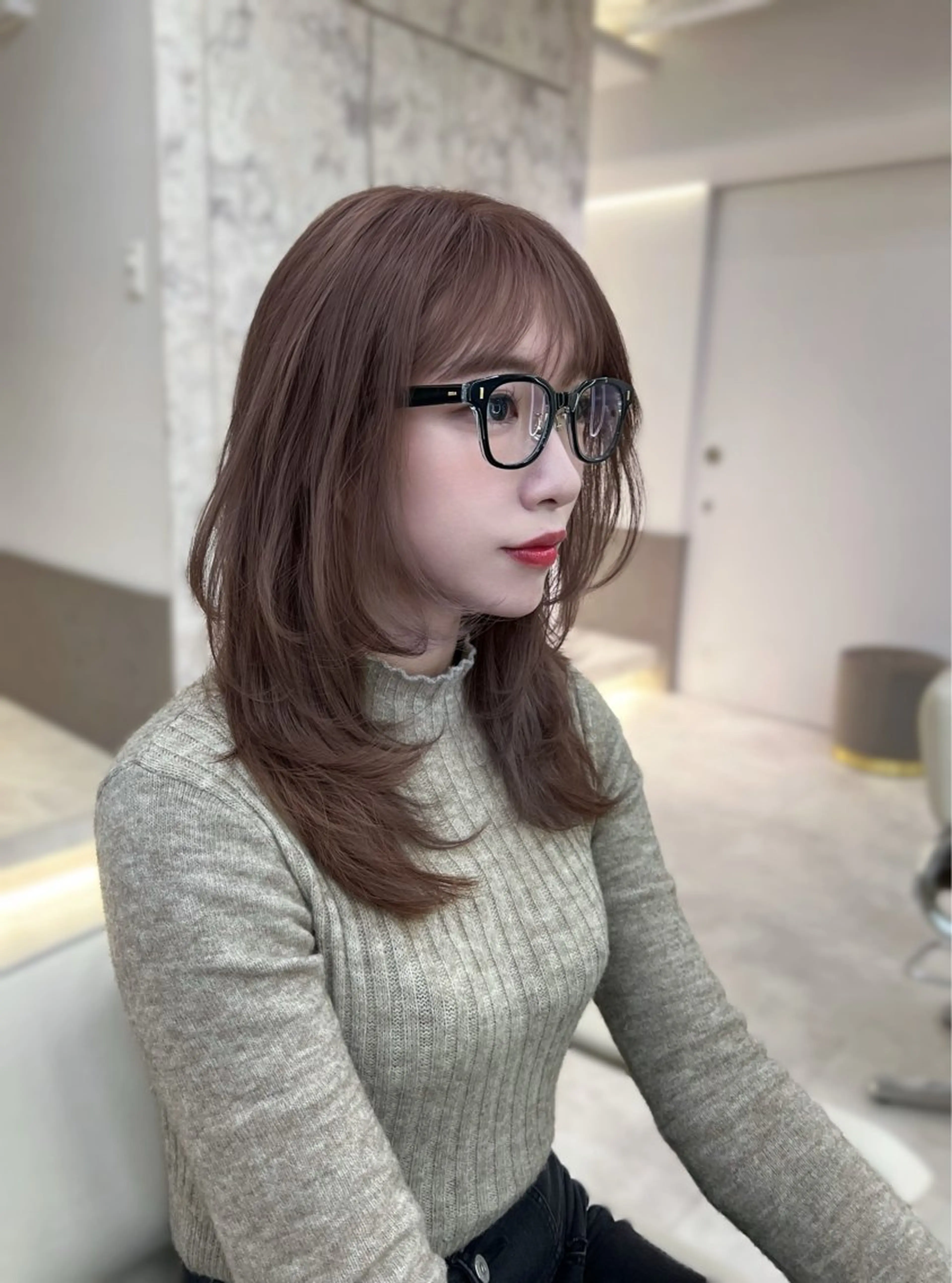 セミロング カラー カット ヘアカラー トリートメント 🏅韓国ヘア/新宿/ レイヤー/KSukeのヘアスタイル