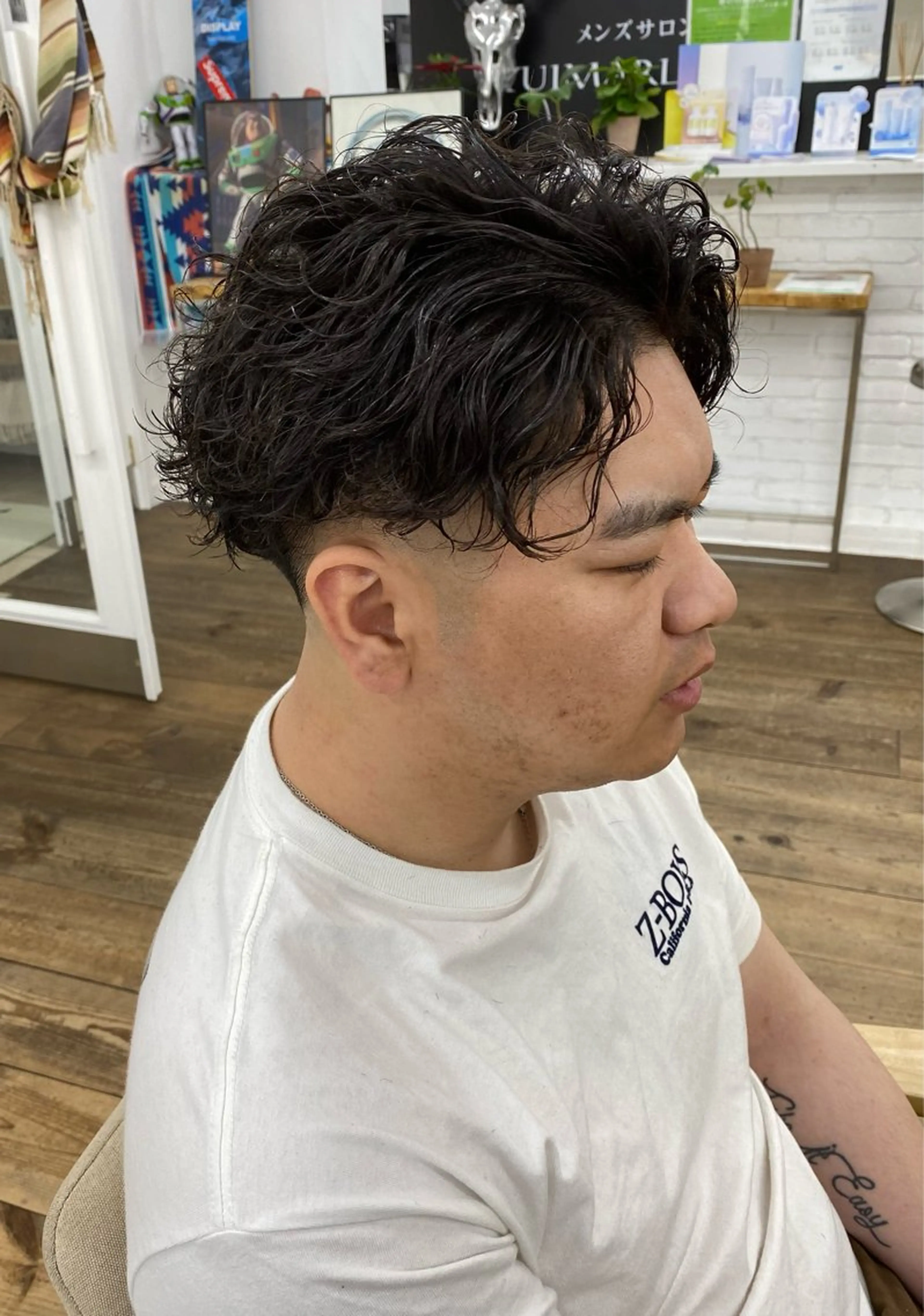 ミディアム パーマ メンズ メンズ特化サロン ウエダ　ヒロキのヘアスタイル