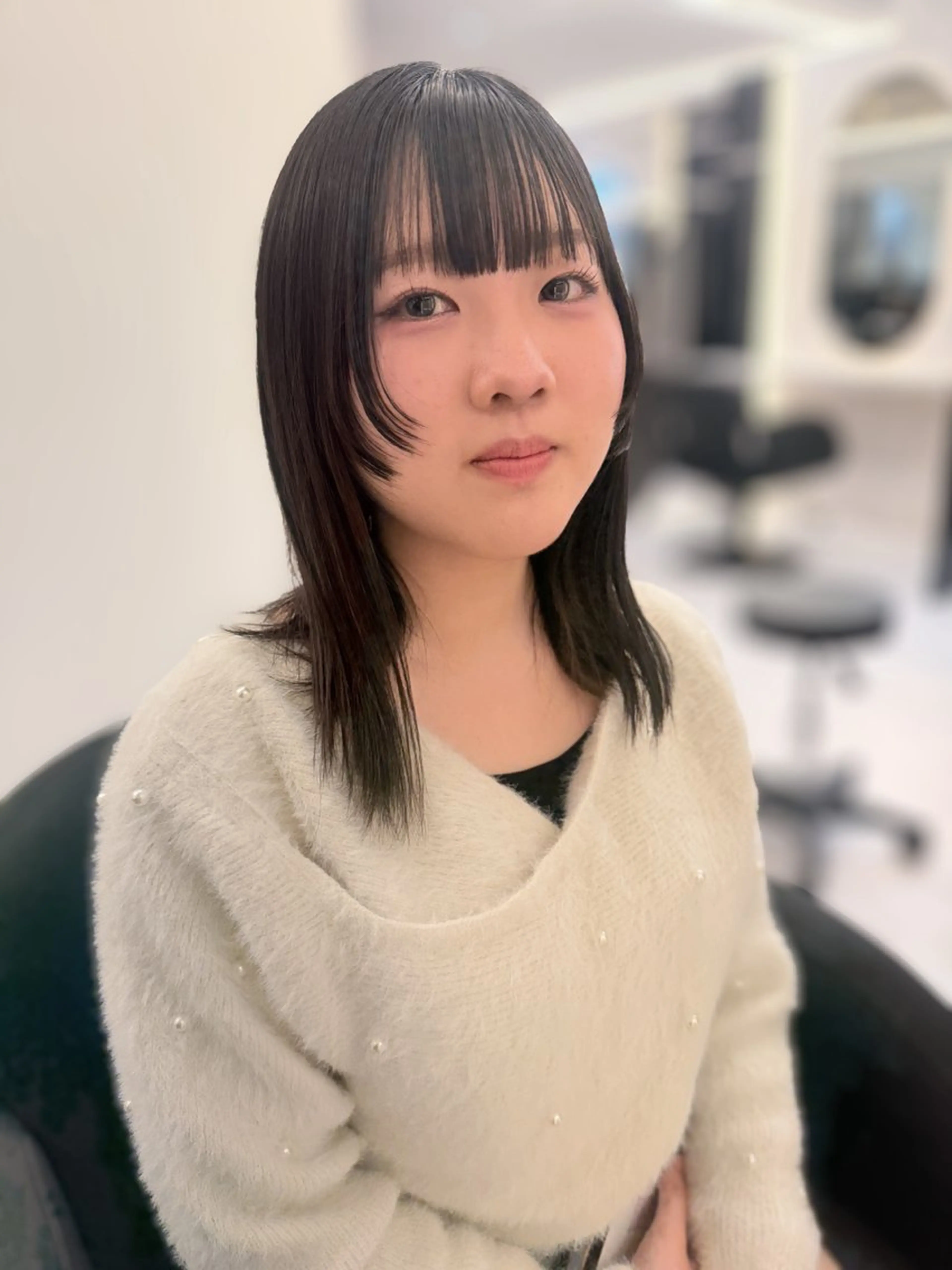 ミディアム 顔周りカット 髪質改善 似合わせカット 縮毛矯正 トリートメント カット トリートメント 似合わせカット✂️ 🥀Ayane🥀のヘアスタイル