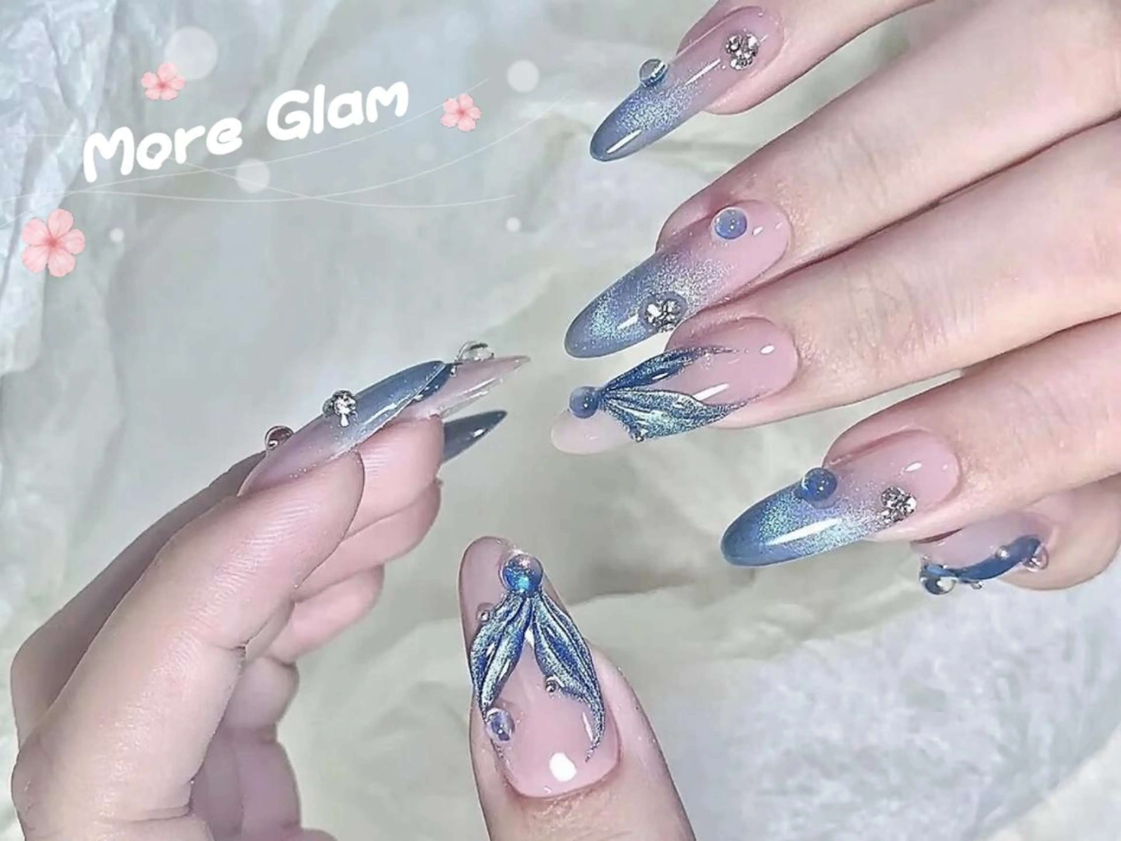 ネイル フットネイル フレンチネイル ジェルネイル ガラスフレンチ 韓国ネイル MoreGlam ネイルのネイルデザイン