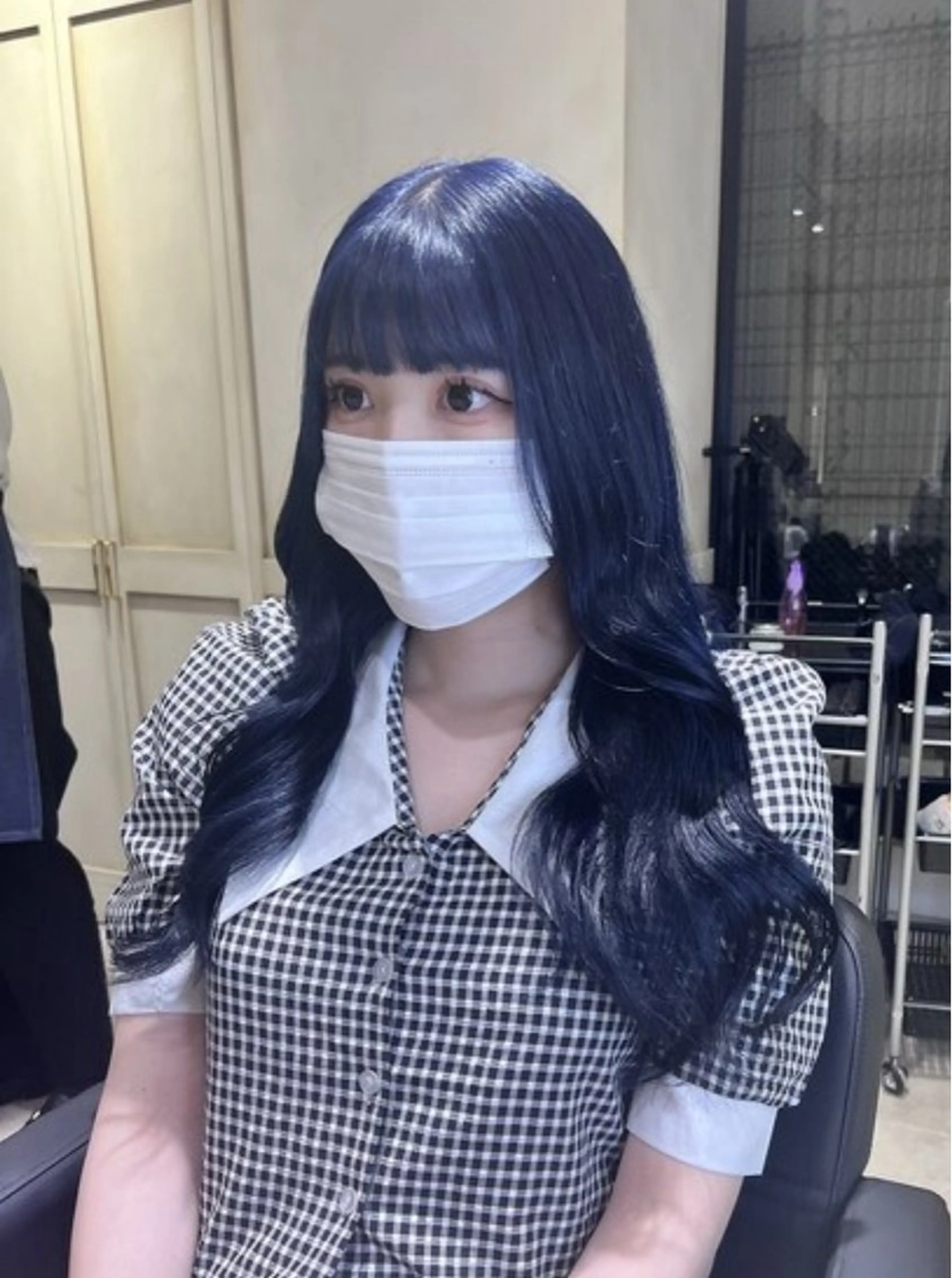 ロング カラー ブルーカラー シルバー ヨシンモリ 韓国風ヘア 🦋ブリーチ/カラー 専門AYA💖のヘアスタイル