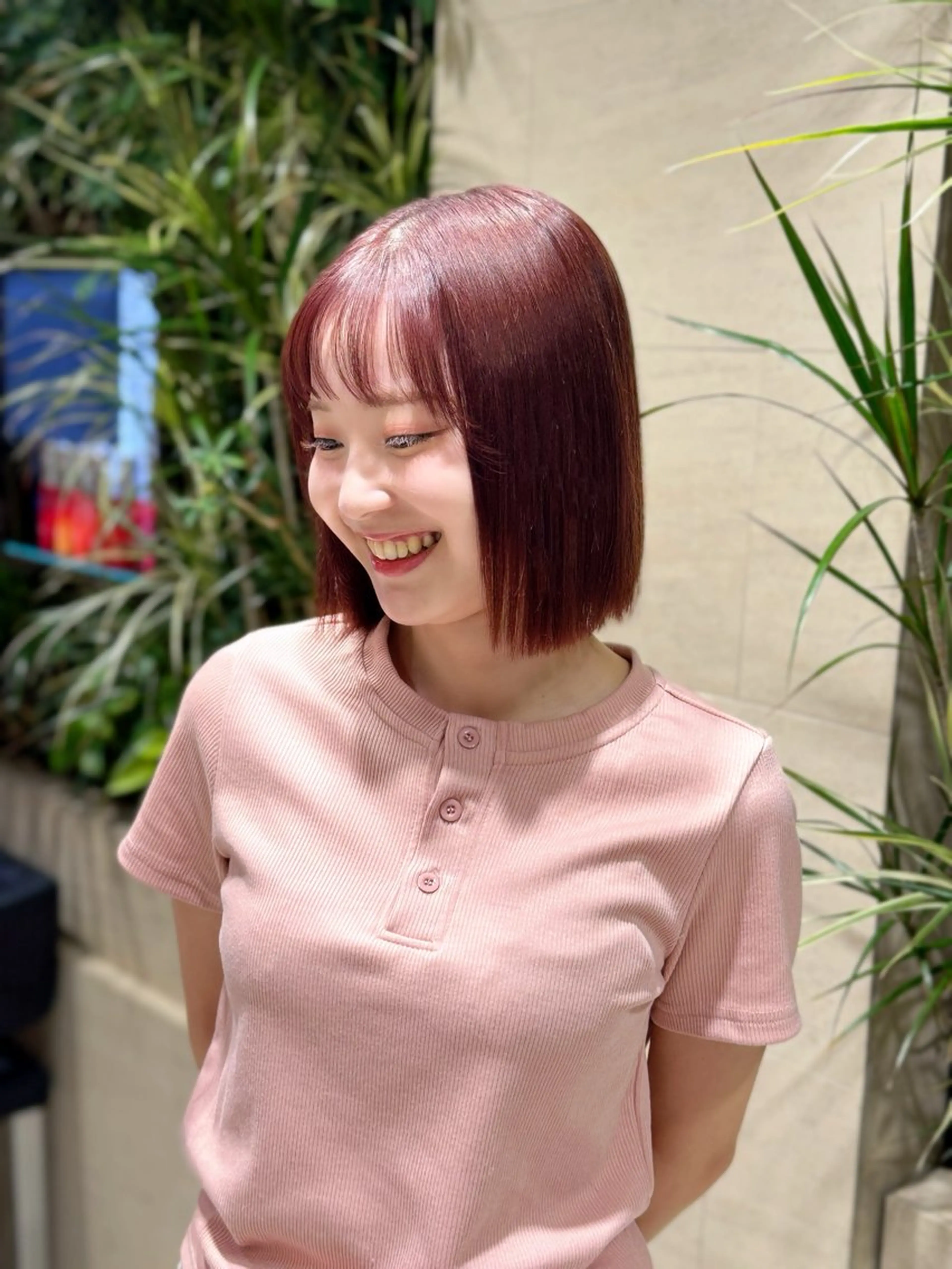 ショート 切りっぱなしボブ ボブ 顔まわりレイヤー レイヤーカット 暖色/レイヤーカット /艶髪/髪質改善/のマツエク・マツパデザイン