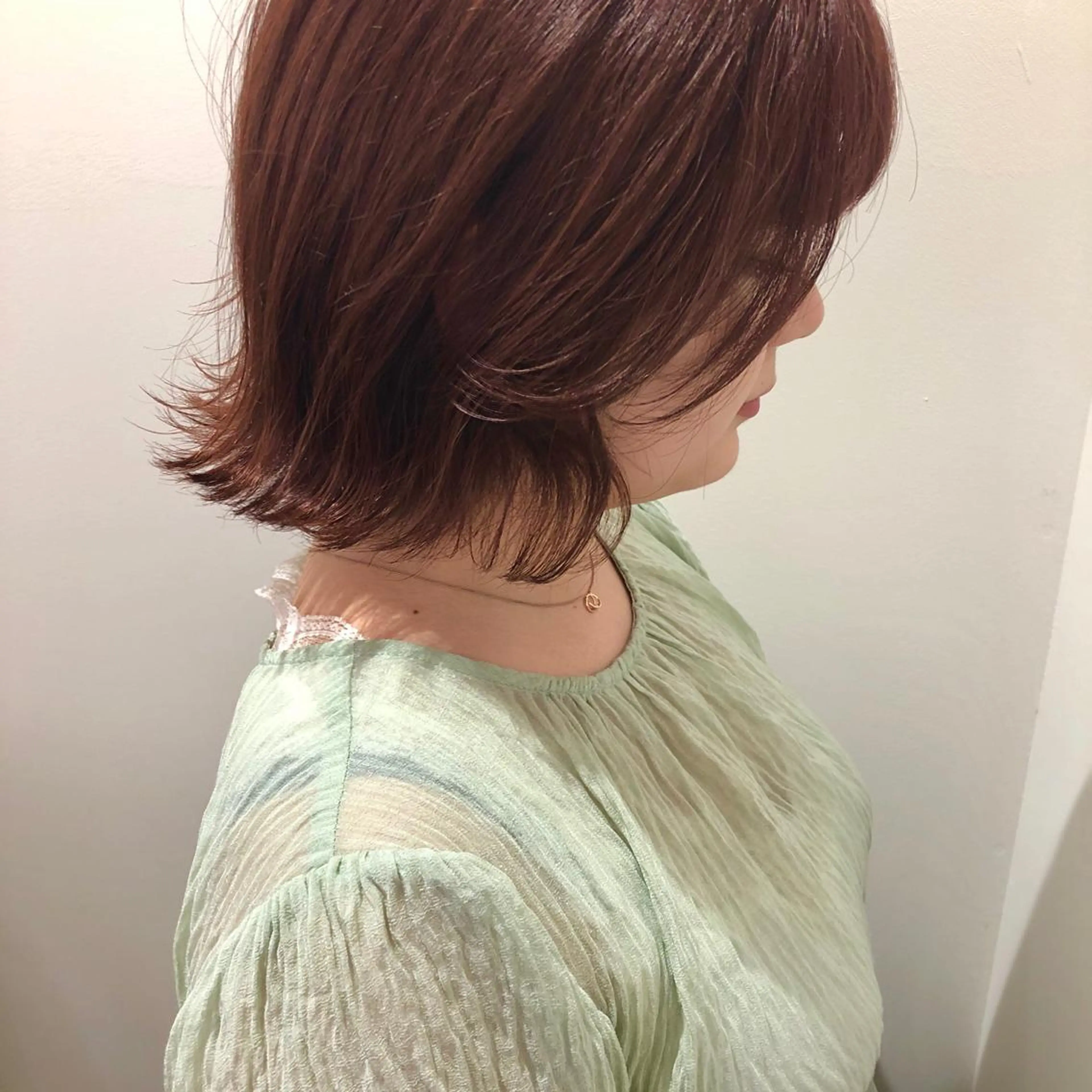 ミディアム オレンジブラウン ボブレイヤー/ カラー診断/Amiのヘアスタイル