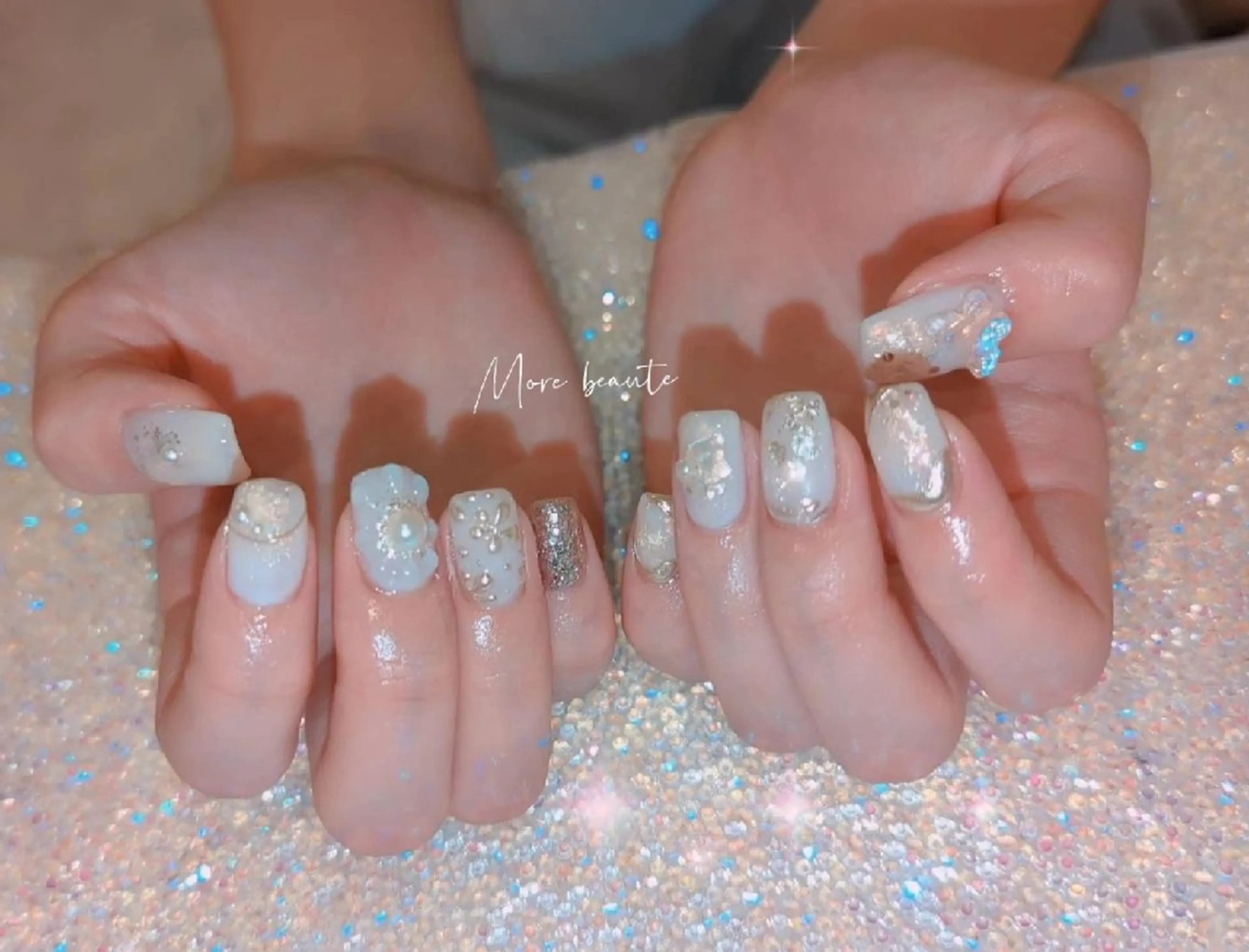 ネイル 長さ出し ジェルネイル ハート 韓国ネイル マグネットネイル ハンドネイル I LOVE ME NAIL.｡.:*♡のネイルデザイン