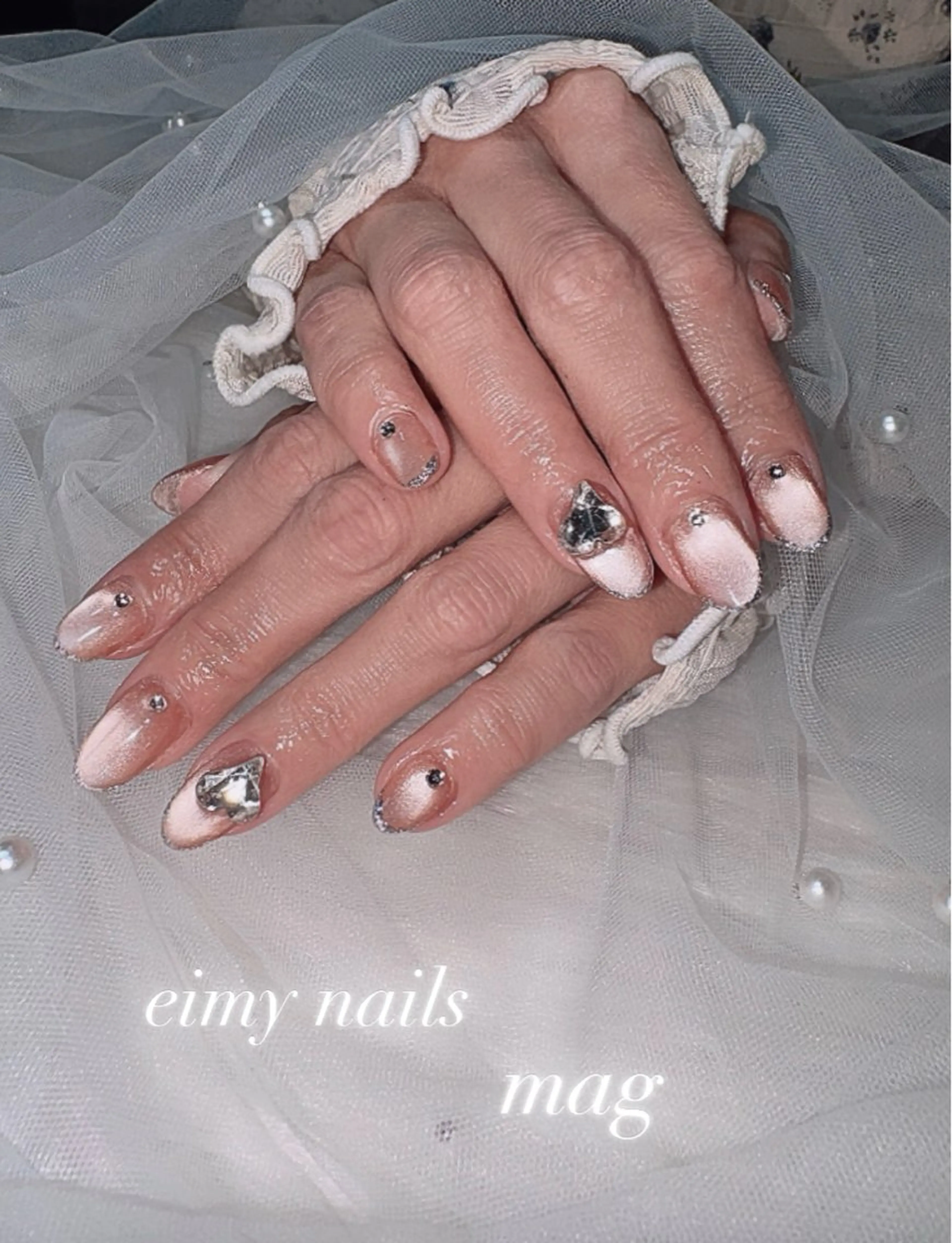 ネイル ハート ラメ(グリッター) マグネットネイル マグネットワンカラー ワンカラーネイル ハンドネイル eimy nails♡のネイルデザイン