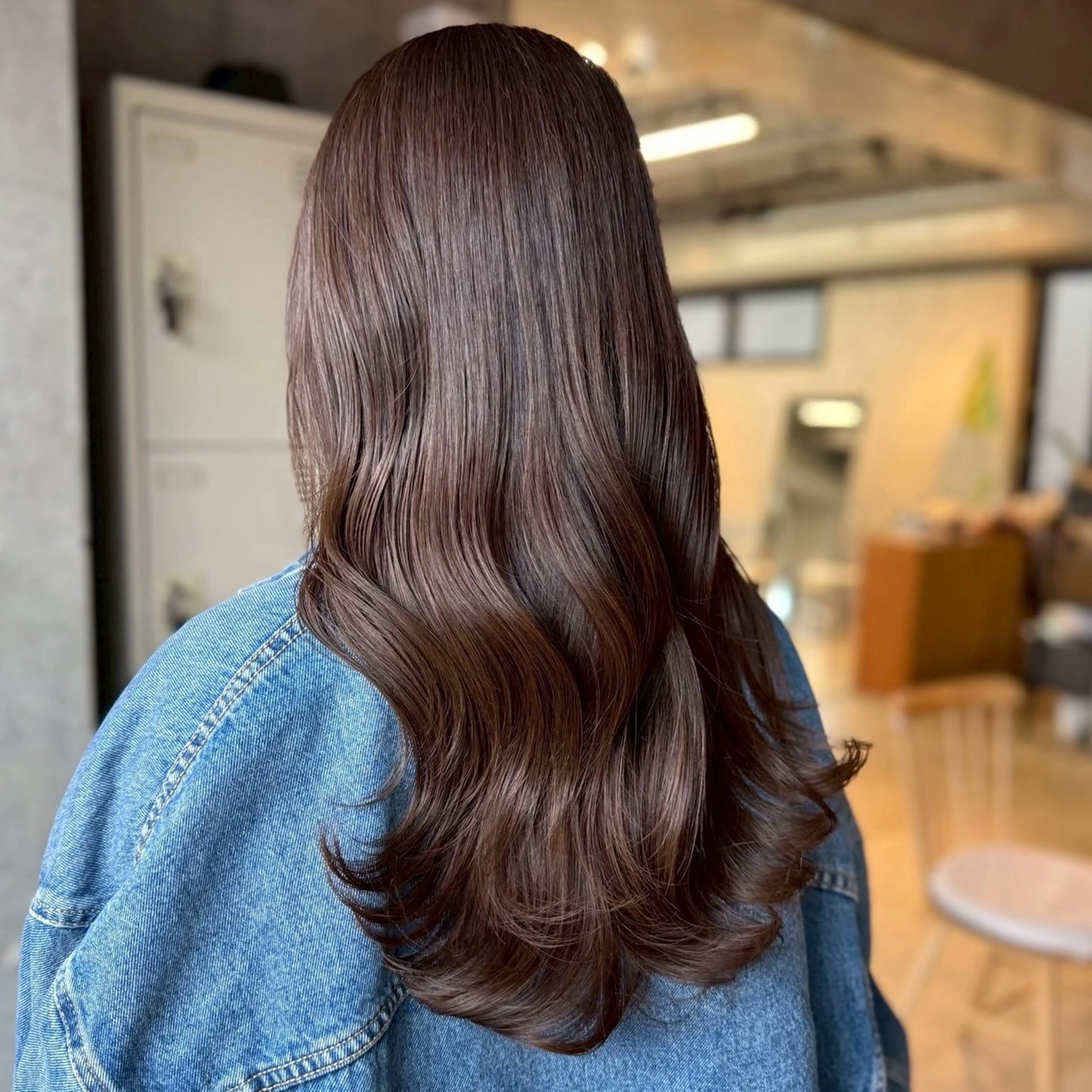 ロング カラー 透明感カラー オレンジ 縮毛矯正 ムツキ/品のある 艶カラー/縮毛矯正のヘアスタイル