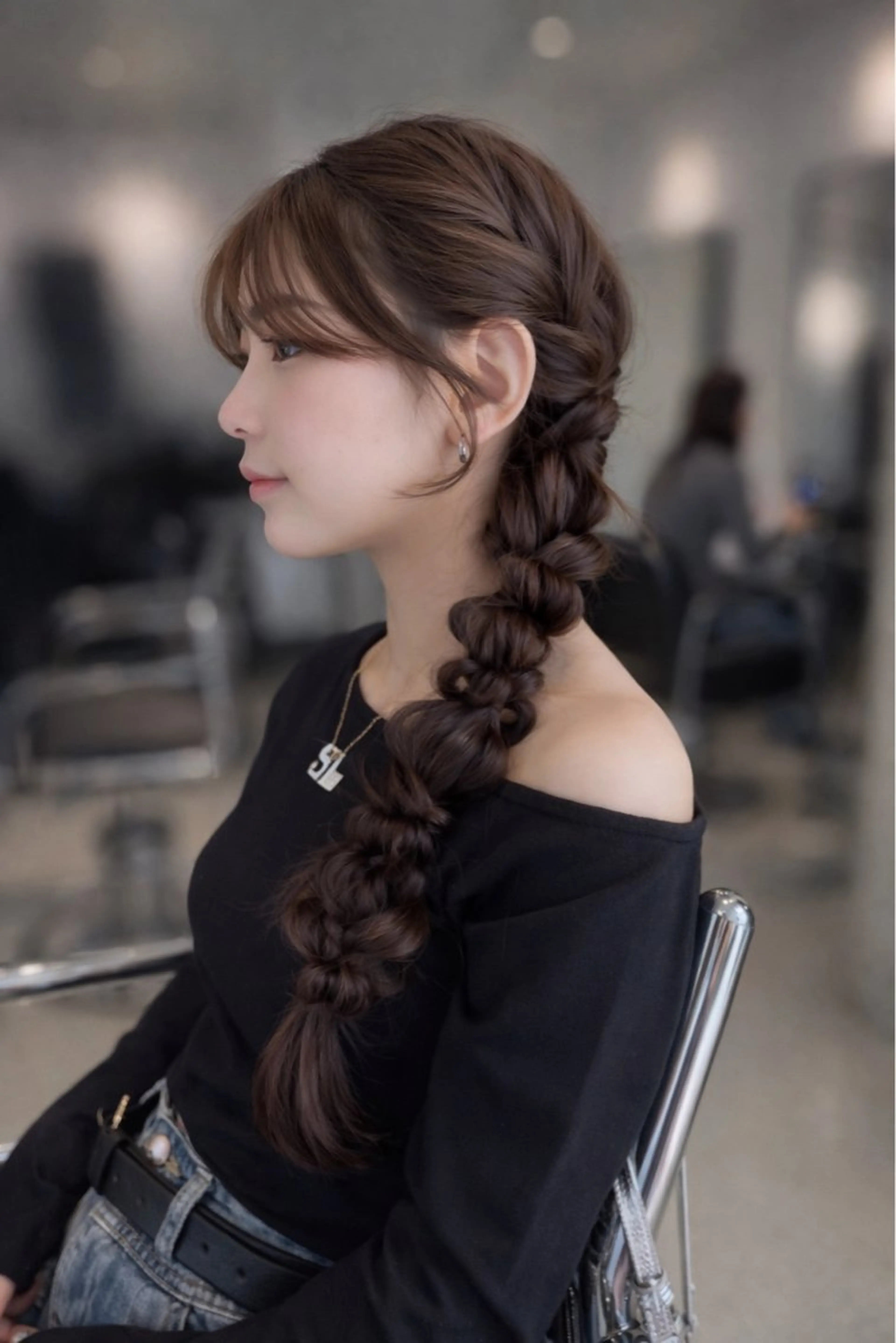 ロング カラー パーマ ヘアアレンジ ヘアセット 透明感/オリーブ/ グレージュ/YUKAのヘアスタイル