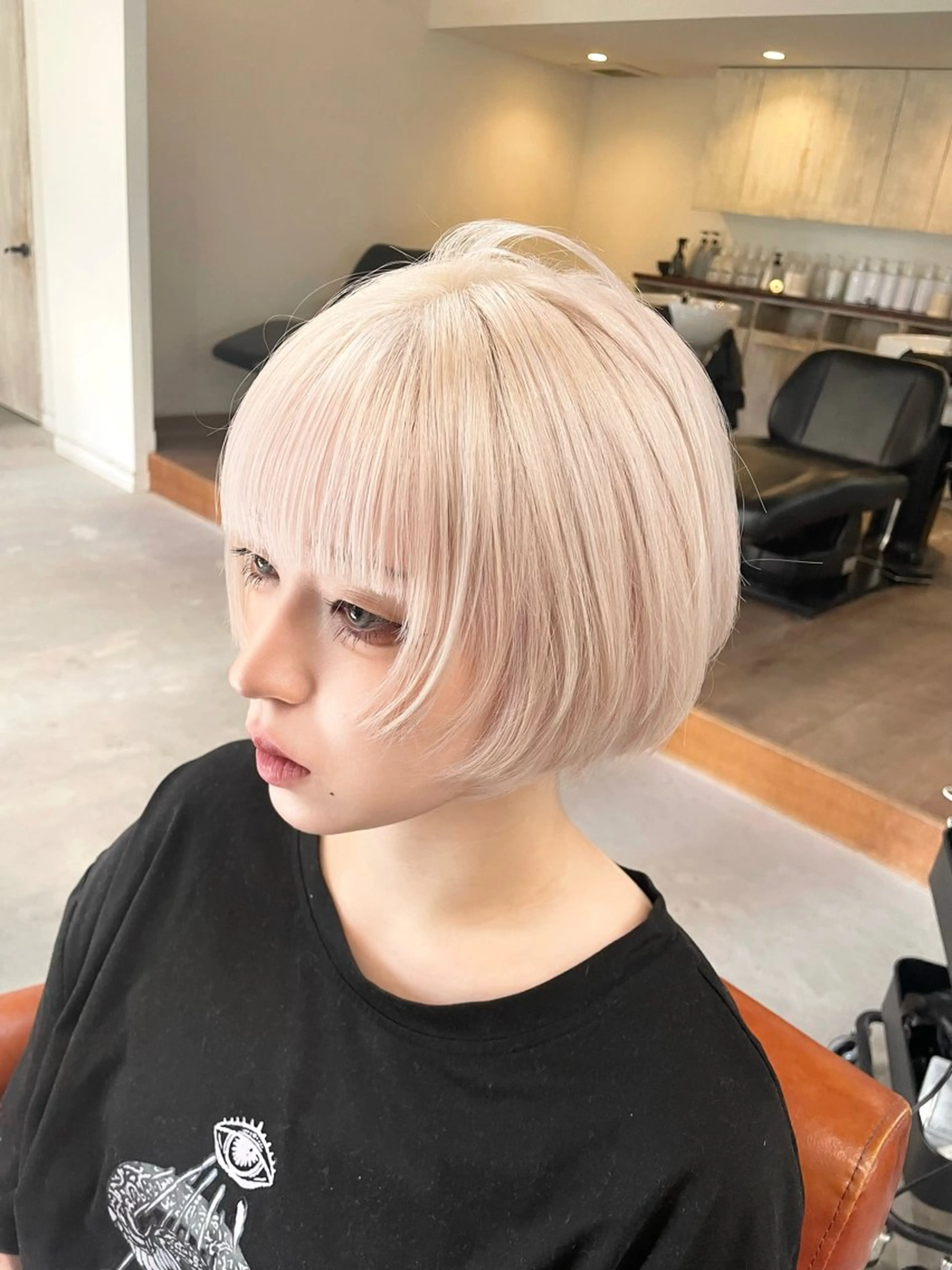 ショート カット ヘアカラー トリートメント 梅田韓国ヘア kiara🩷彡のヘアスタイル